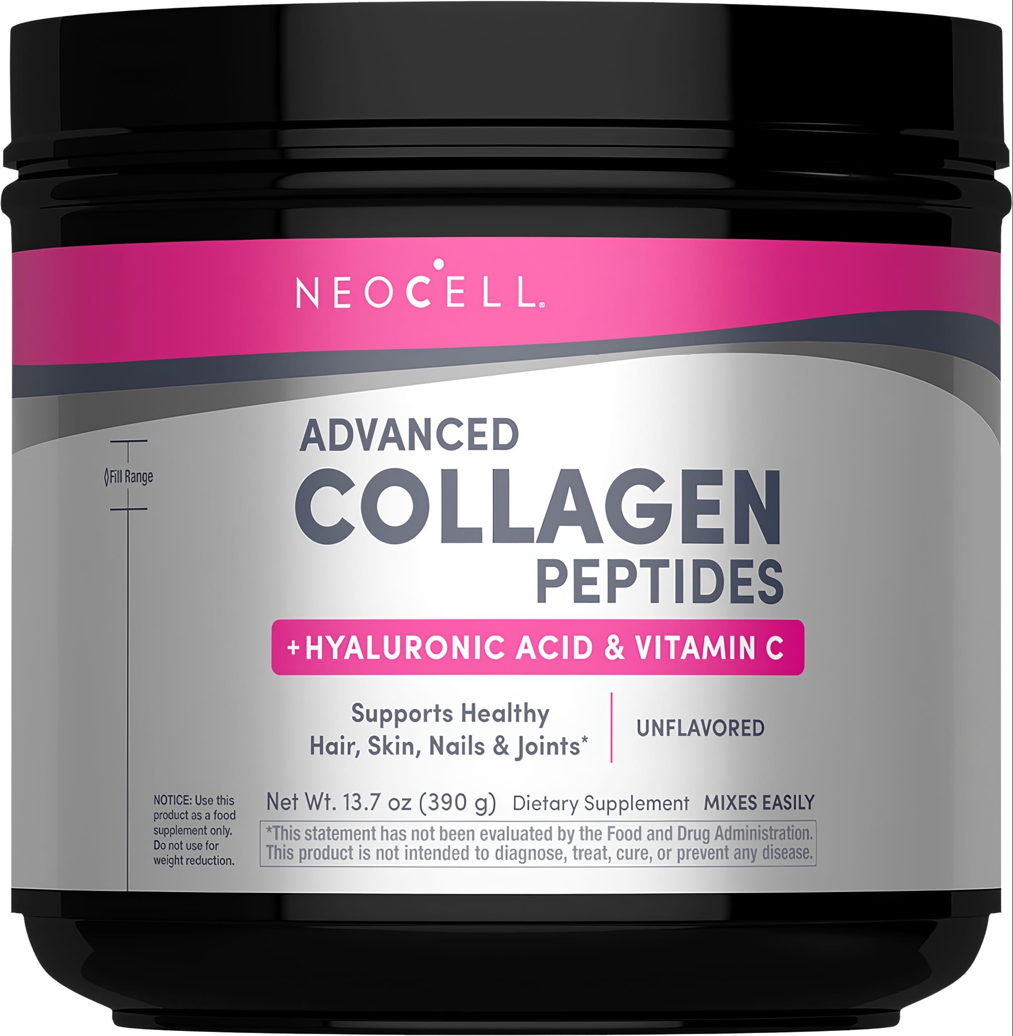NEOCELL Advanced Collagen Peptides Powder includes Hyaluronic Acid & Vitamin C, 13.7 oz (390 g), Unflavored.