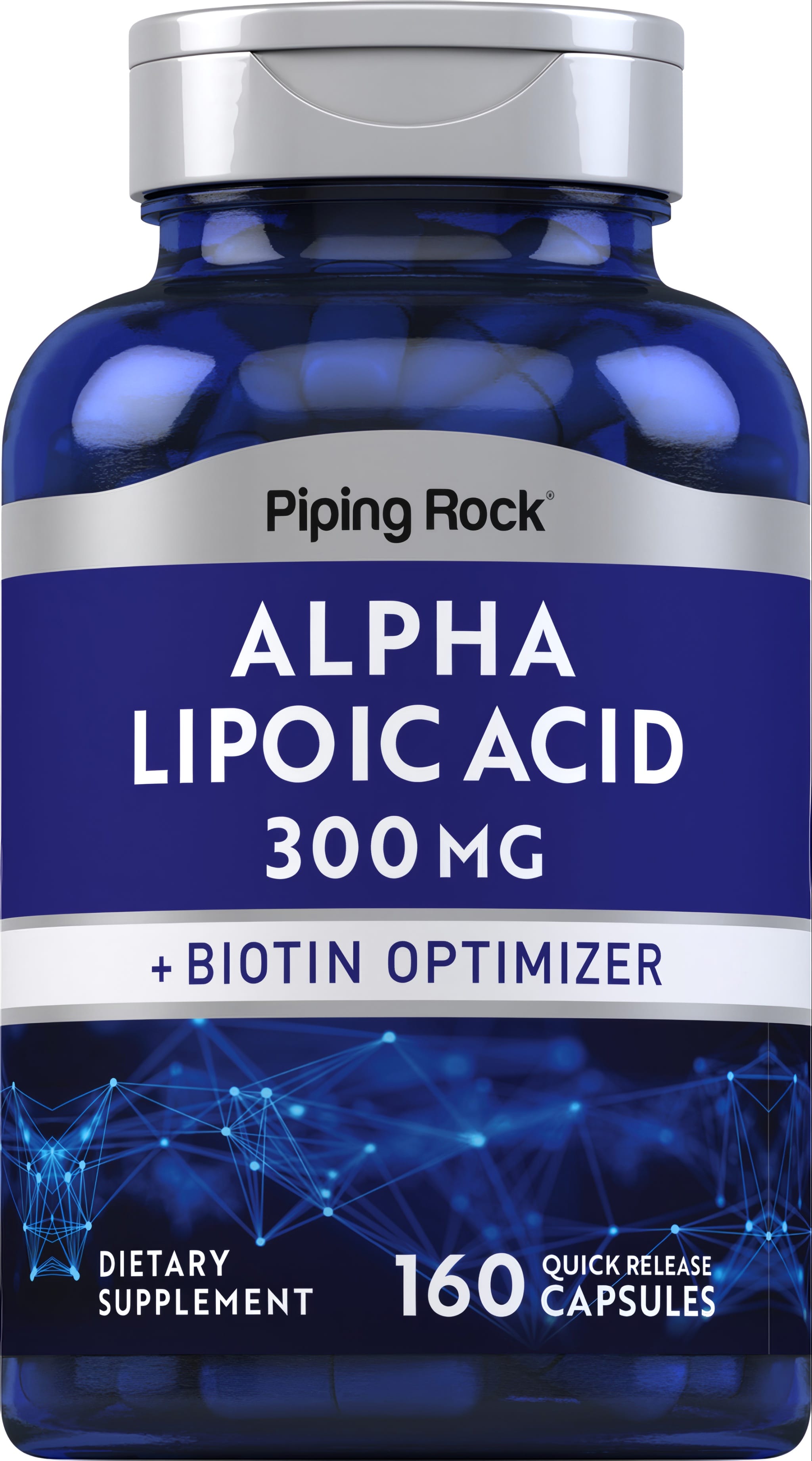 Alpha Lipoic Acid 300 MG and Biotin Optimizer, 160 quick release capsules dietary supplement.