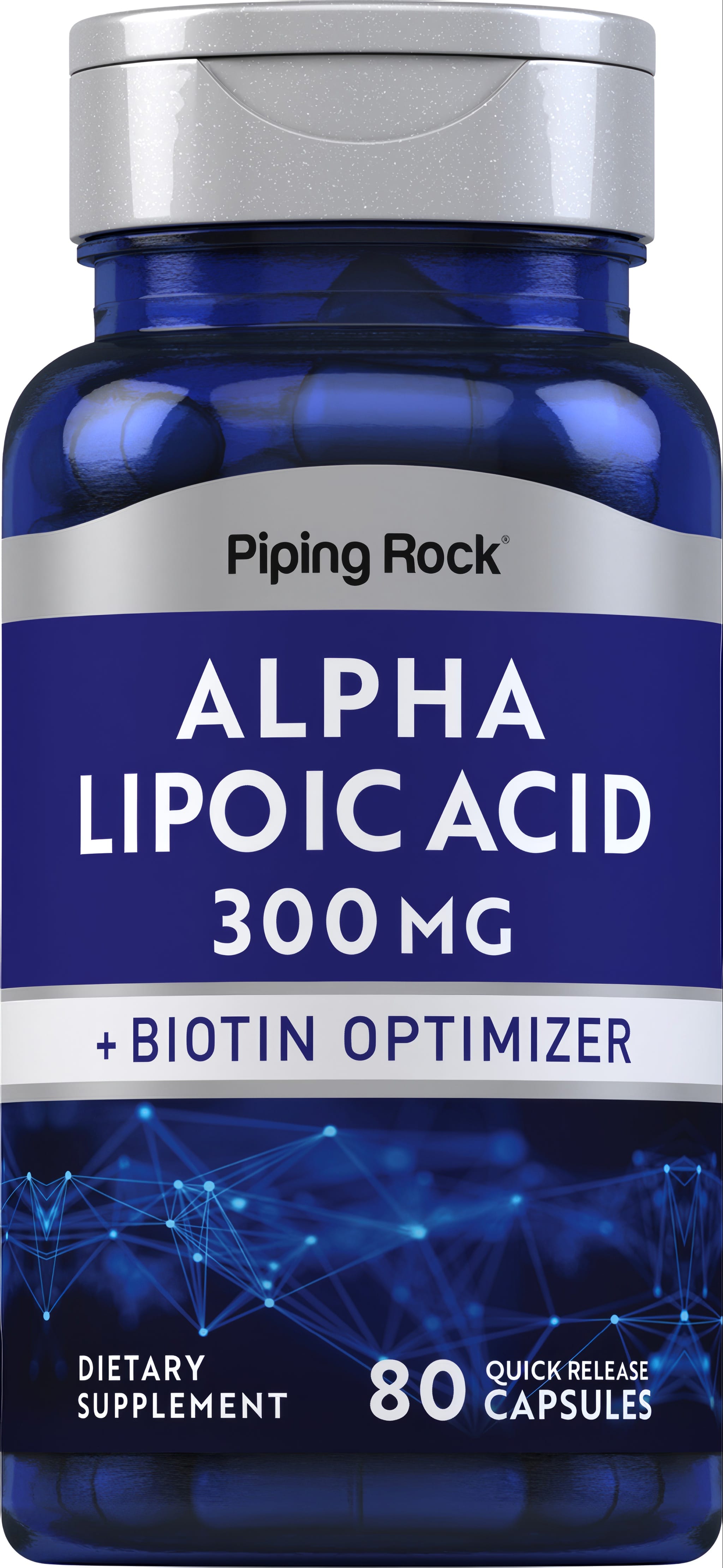 Alpha Lipoic Acid 300 MG and Biotin Optimizer with 80 quick-release capsules.