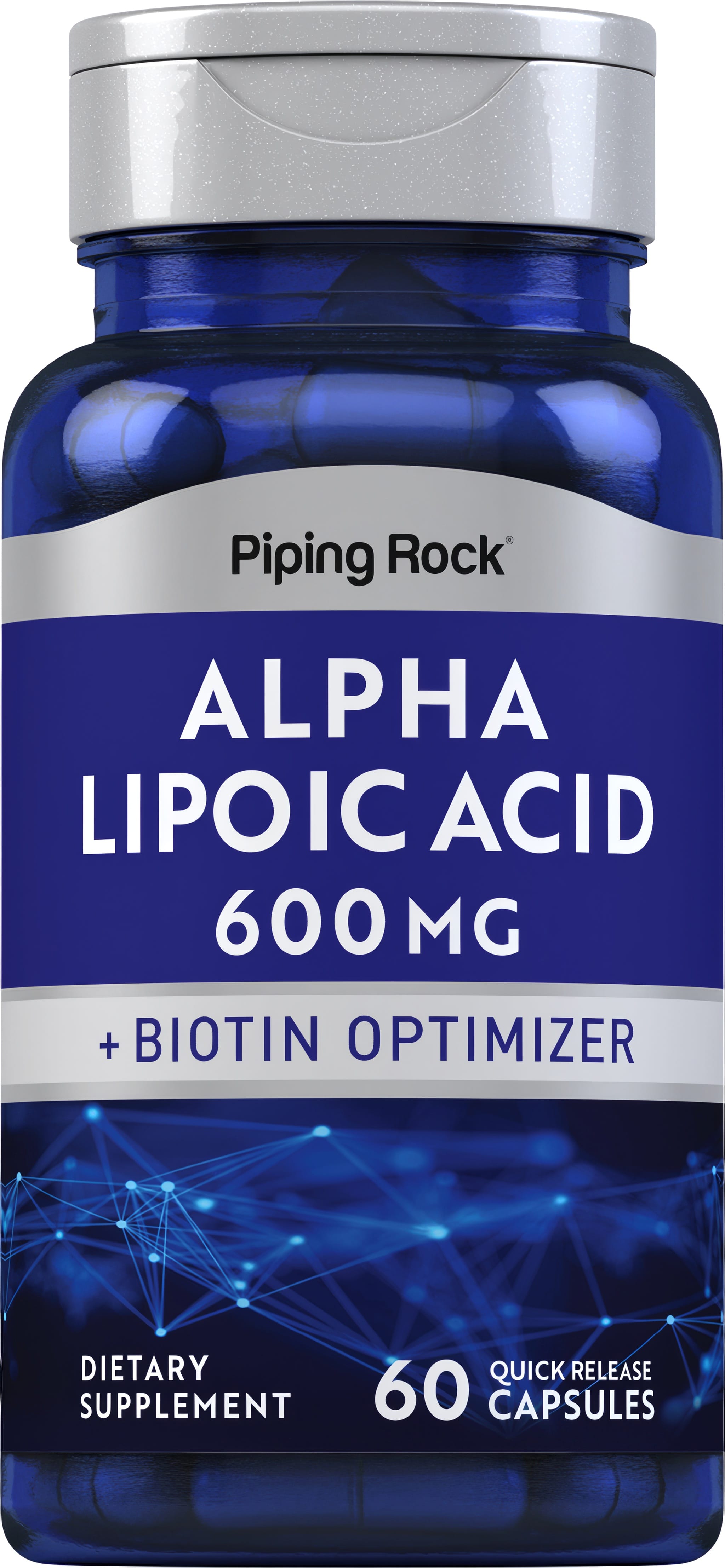Alpha Lipoic Acid 600 mg and Biotin Optimizer in 60 quick release capsules.