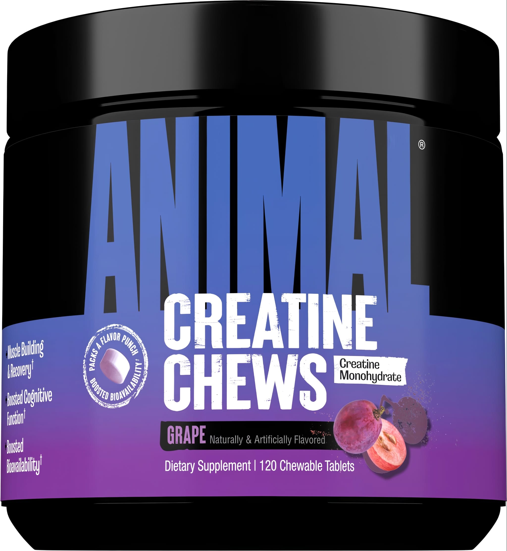 Animal Creatine Chews Grape, 120 Chewable Tablets