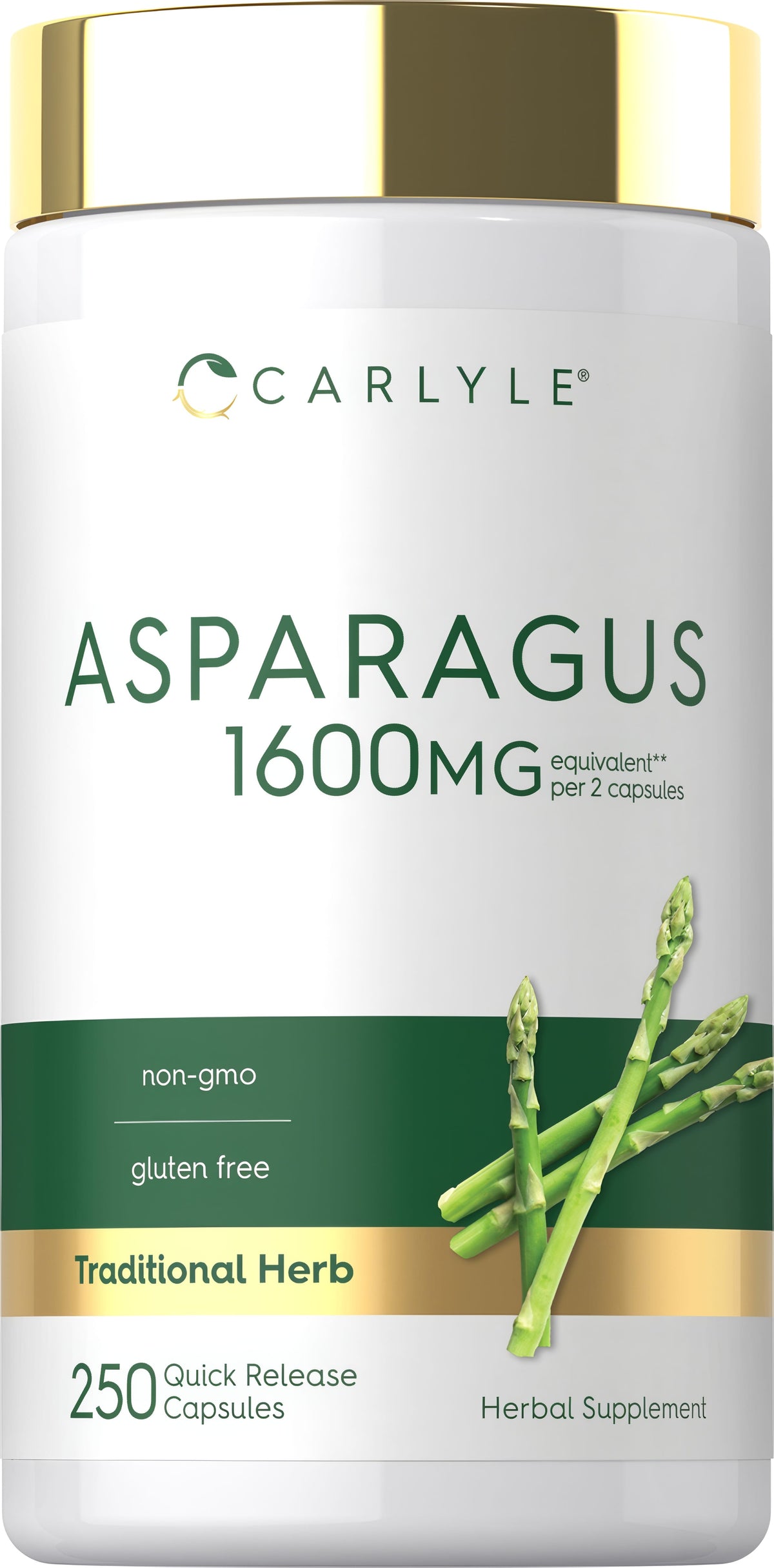 Carlyle Asparagus 1600mg per 2 capsules, 250 Quick Release Capsules, dietary supplement.