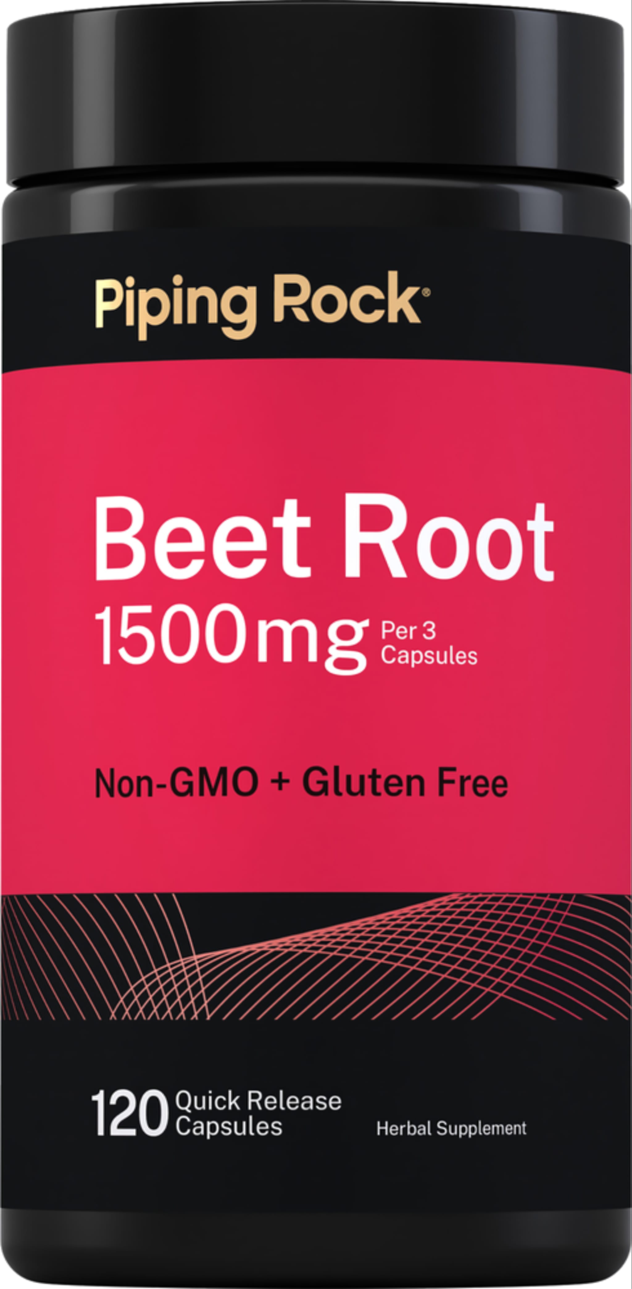 Beet Root 1500mg per 3 Quick Release Capsules, 120 count, Non-GMO, Gluten Free Herbal Supplement.