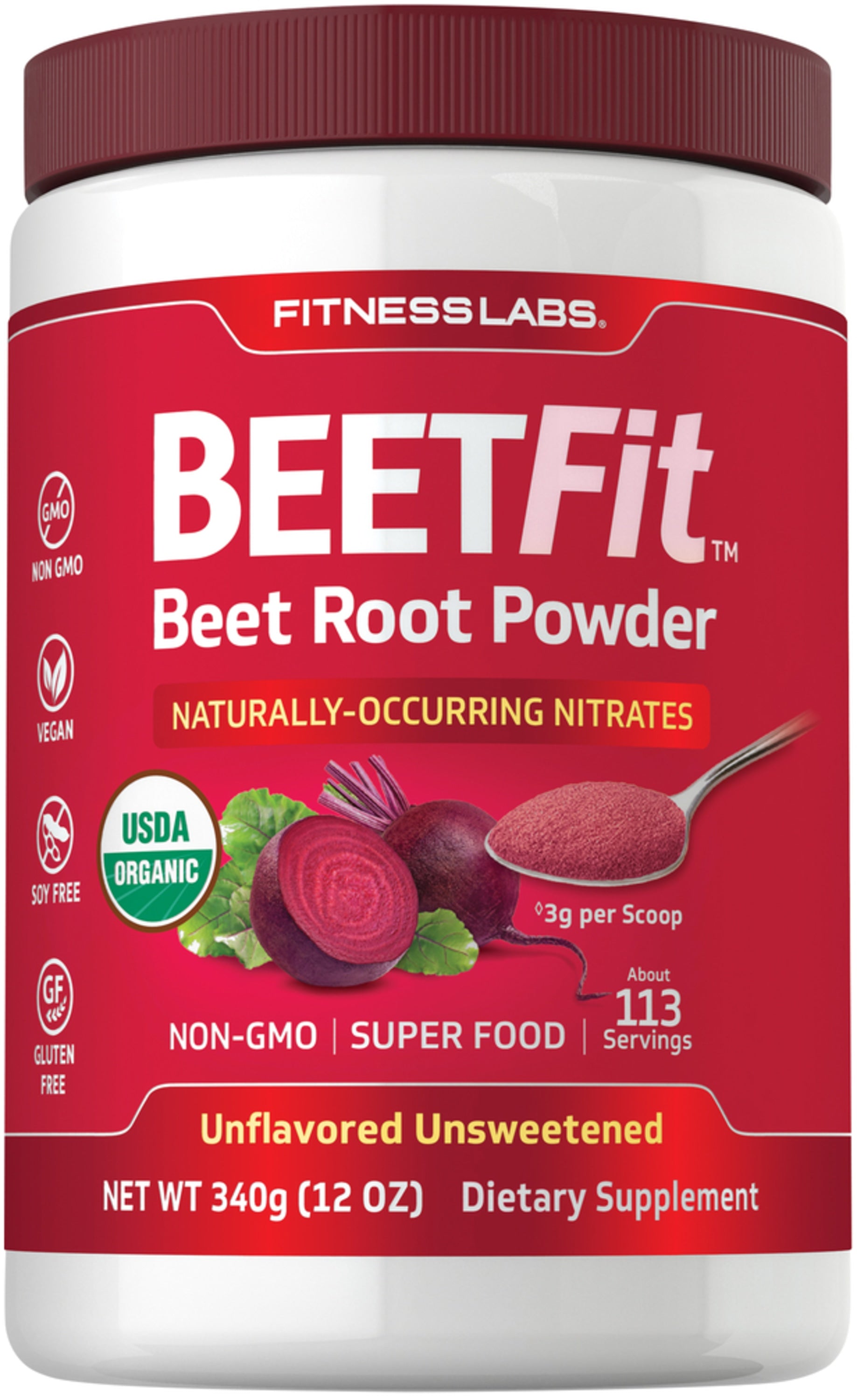 Beet Root Powder (Organic) Beetfit, 340 g (12 oz) Bottle