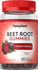 Vegan strawberry beet root gummies dietary supplement with 60 gummies in a bottle, vegan formula.