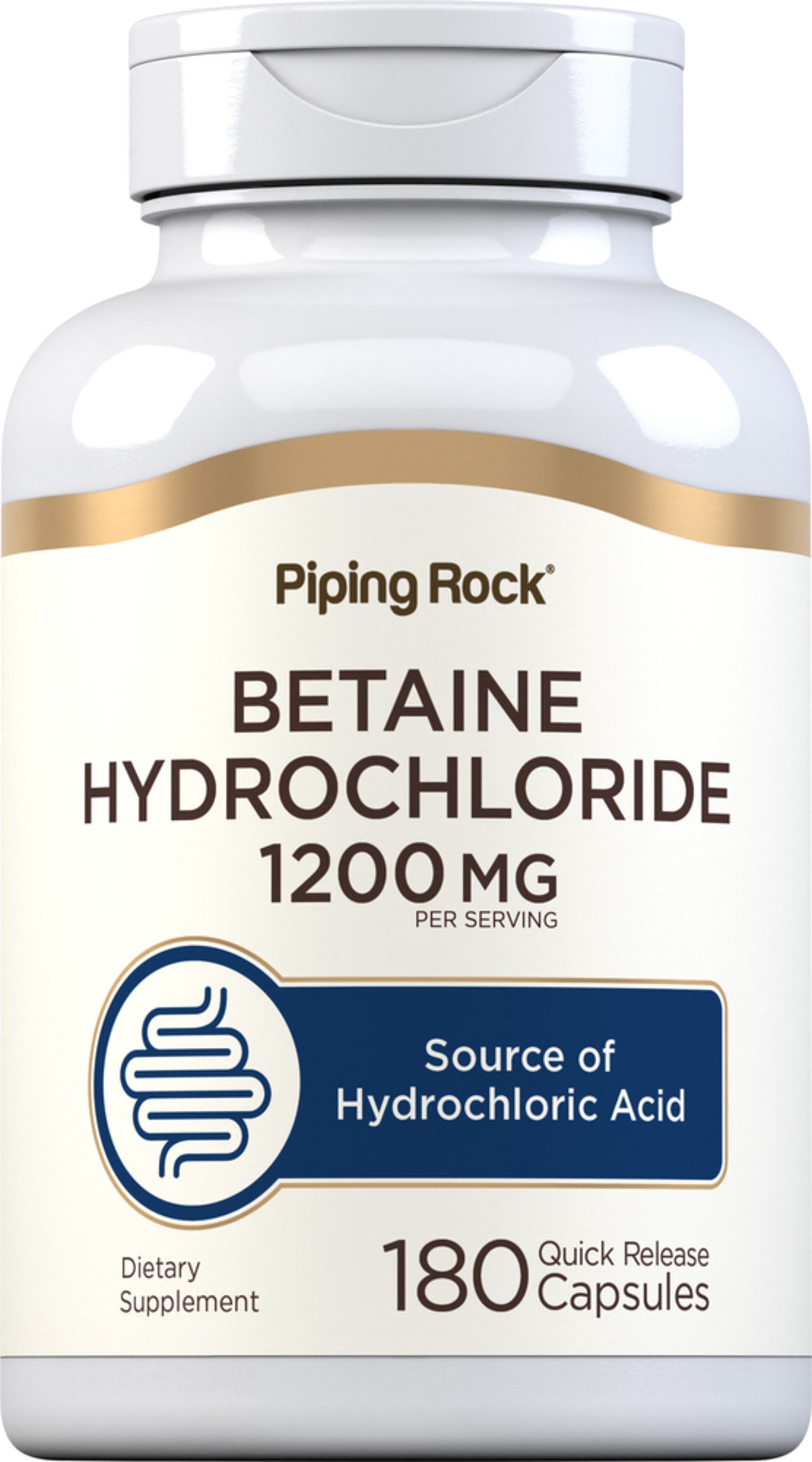 Betaine HCl, 1200 mg (per serving), 180 Quick Release Capsules