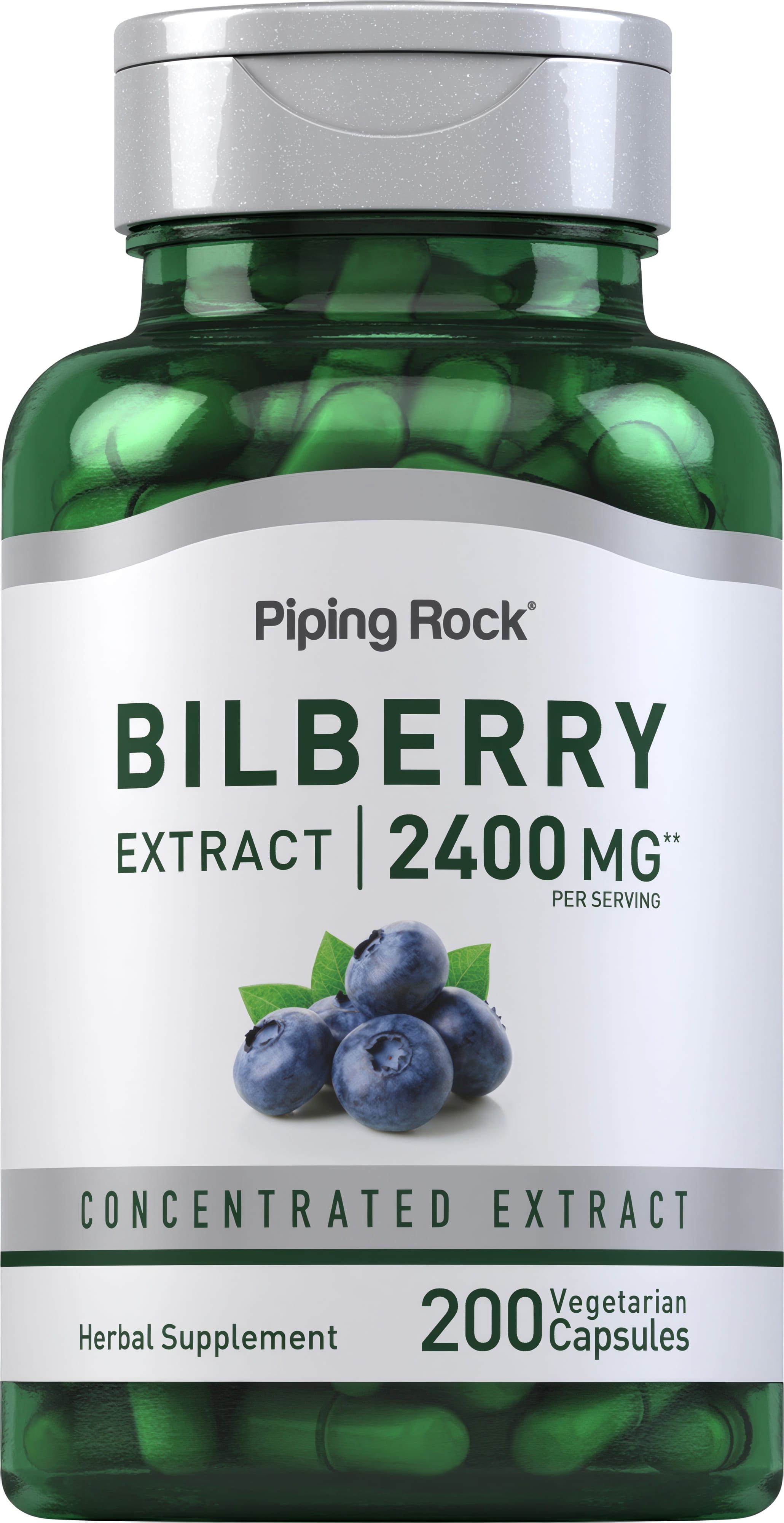 Bilberry Extract, 2400 mg (per serving), 200 Vegetarian Capsules