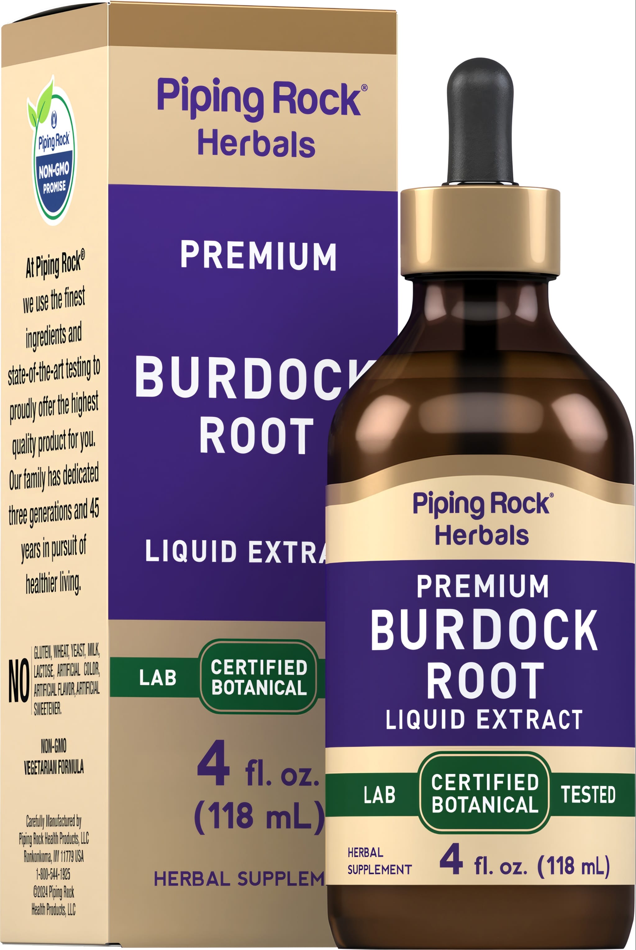 Premium Burdock Root Liquid Extract, 4 fl. oz. (118 mL). Certified Botanical, Non-GMO Vegetarian Formula.