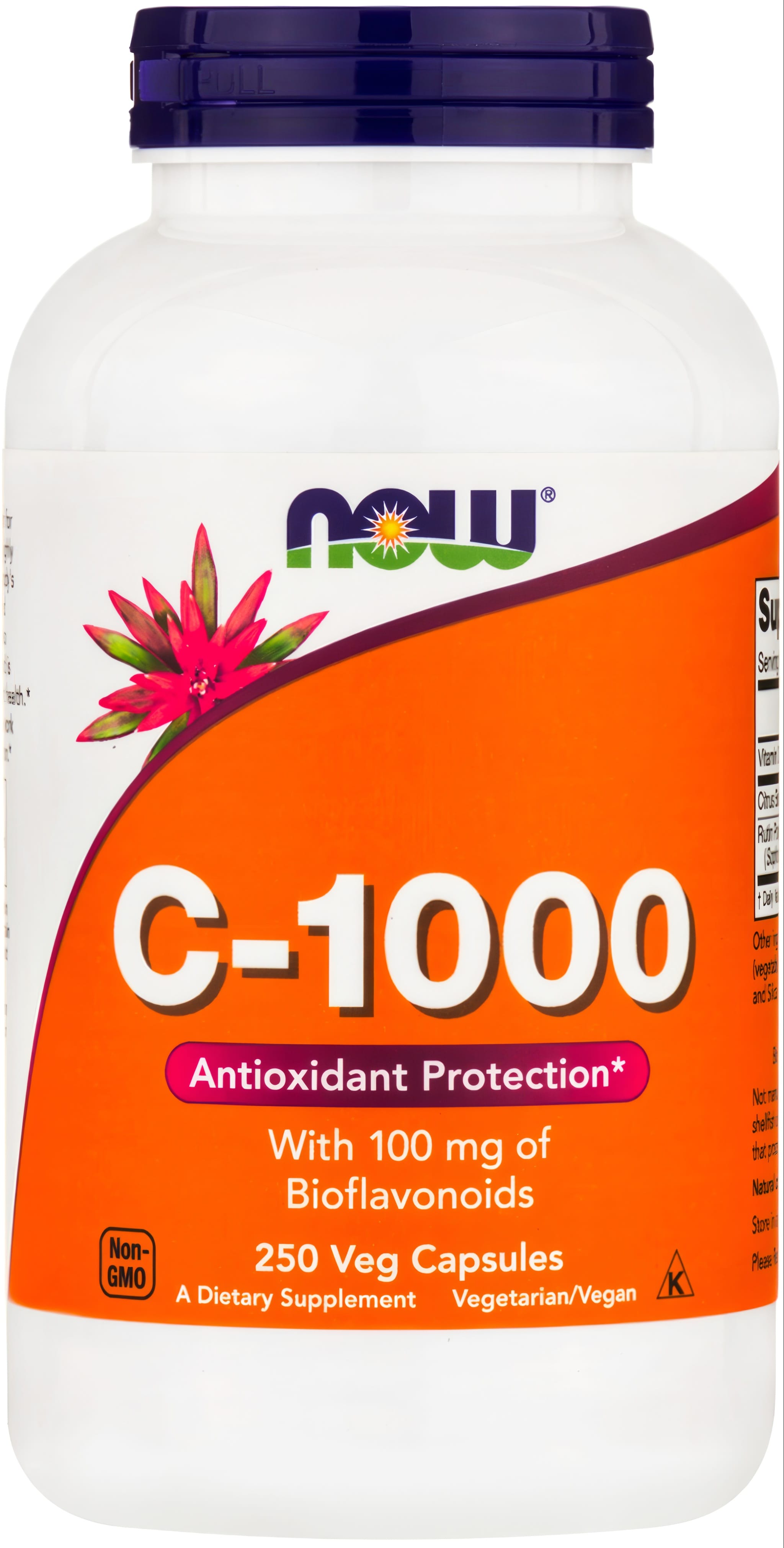 NOW Vitamin C-1000 with 100 mg Bioflavonoids, 250 Veg Capsules. Non-GMO, Vegetarian/Vegan.