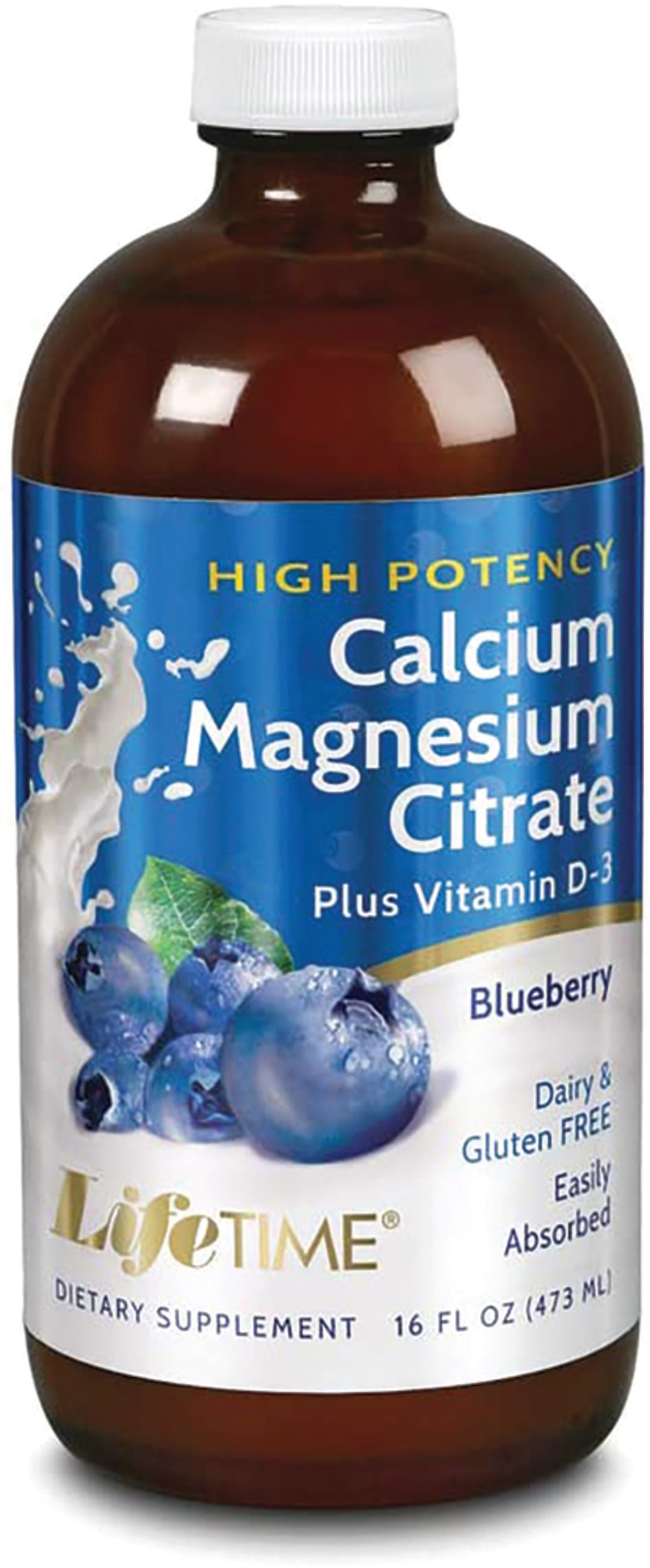 Calcium Magnesium Citrate plus D3 Liquid (Blueberry), 16 fl oz (473 mL) Bottle