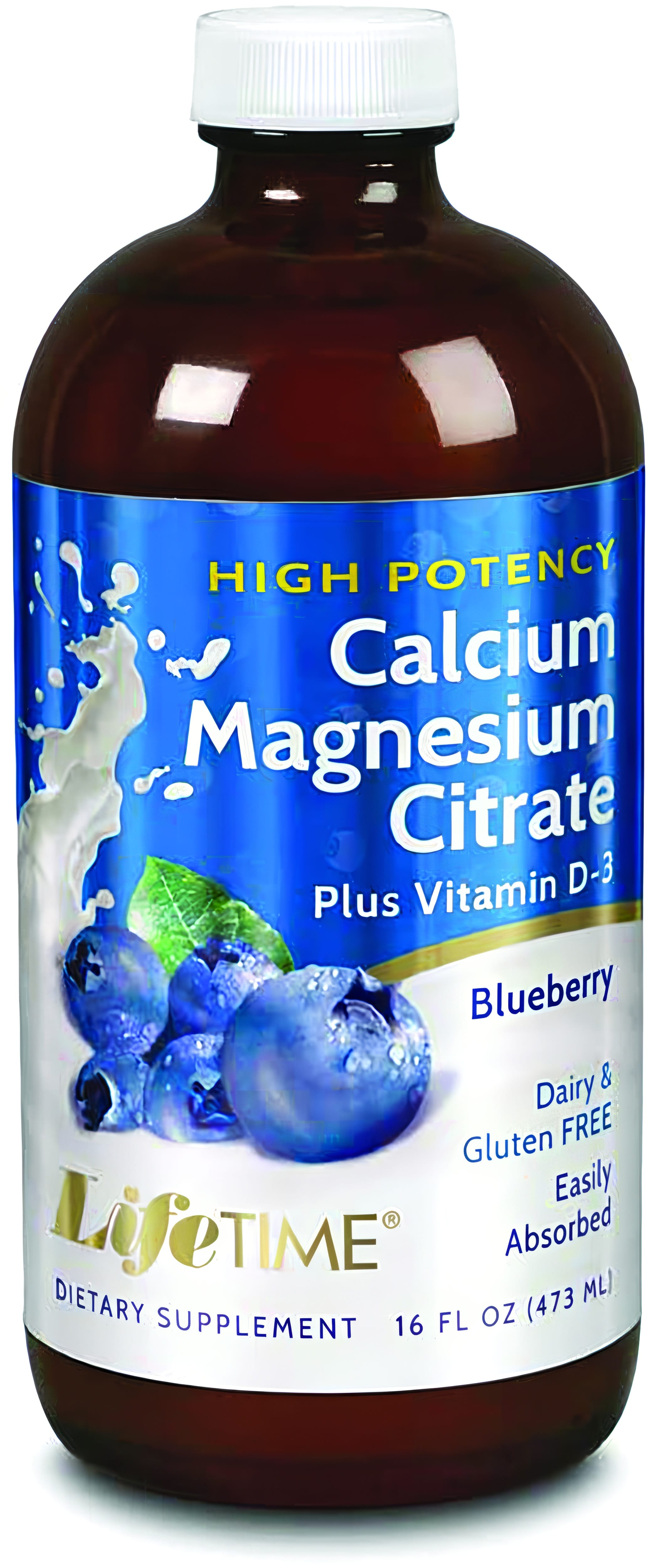 Calcium Magnesium Citrate plus D3 Liquid (Blueberry), 16 fl oz (473 mL) Bottle