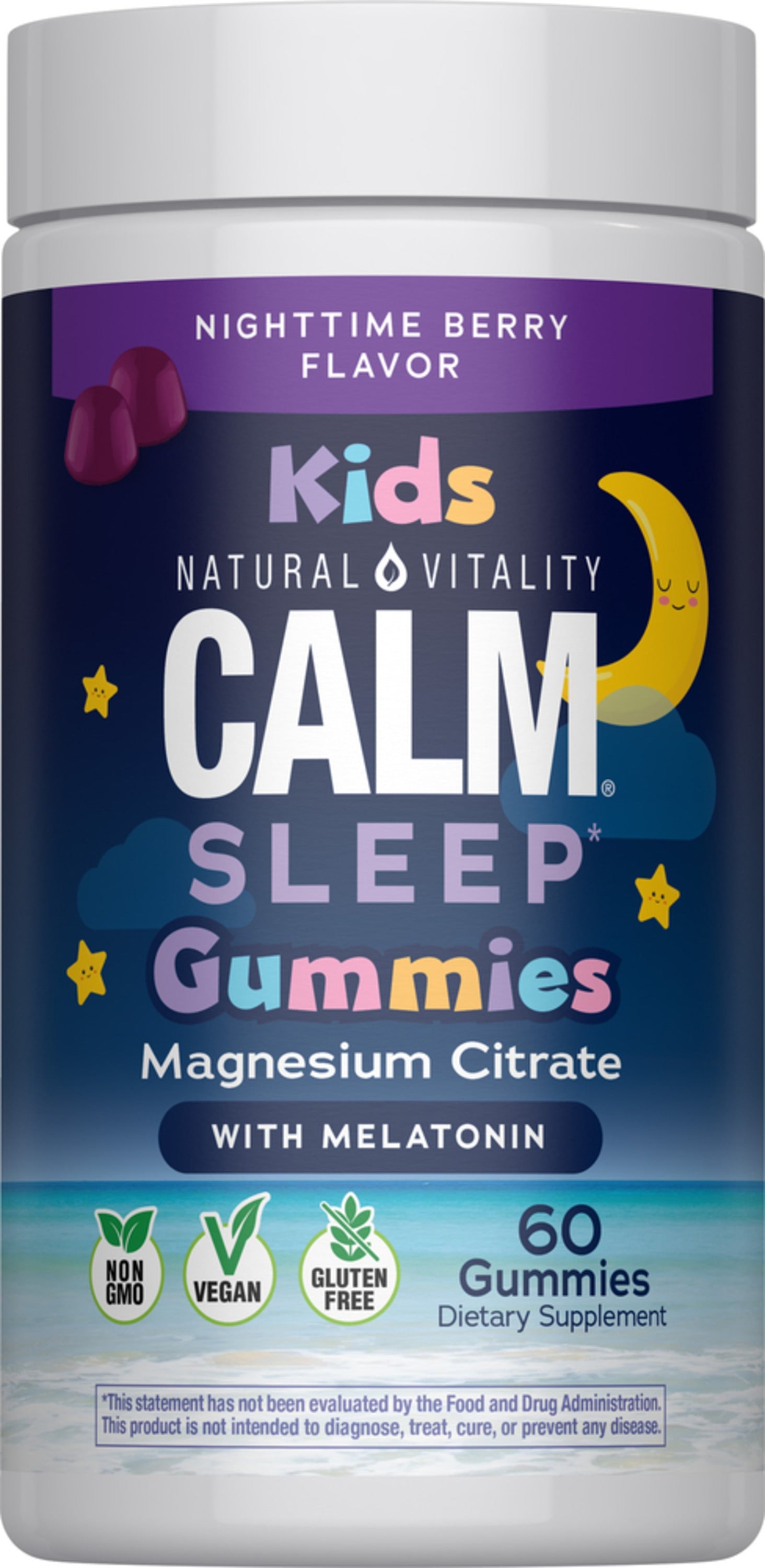 CALM Kids Sleep with Melatonin Gummies Berry Flavor, 60 Tasty Gummies