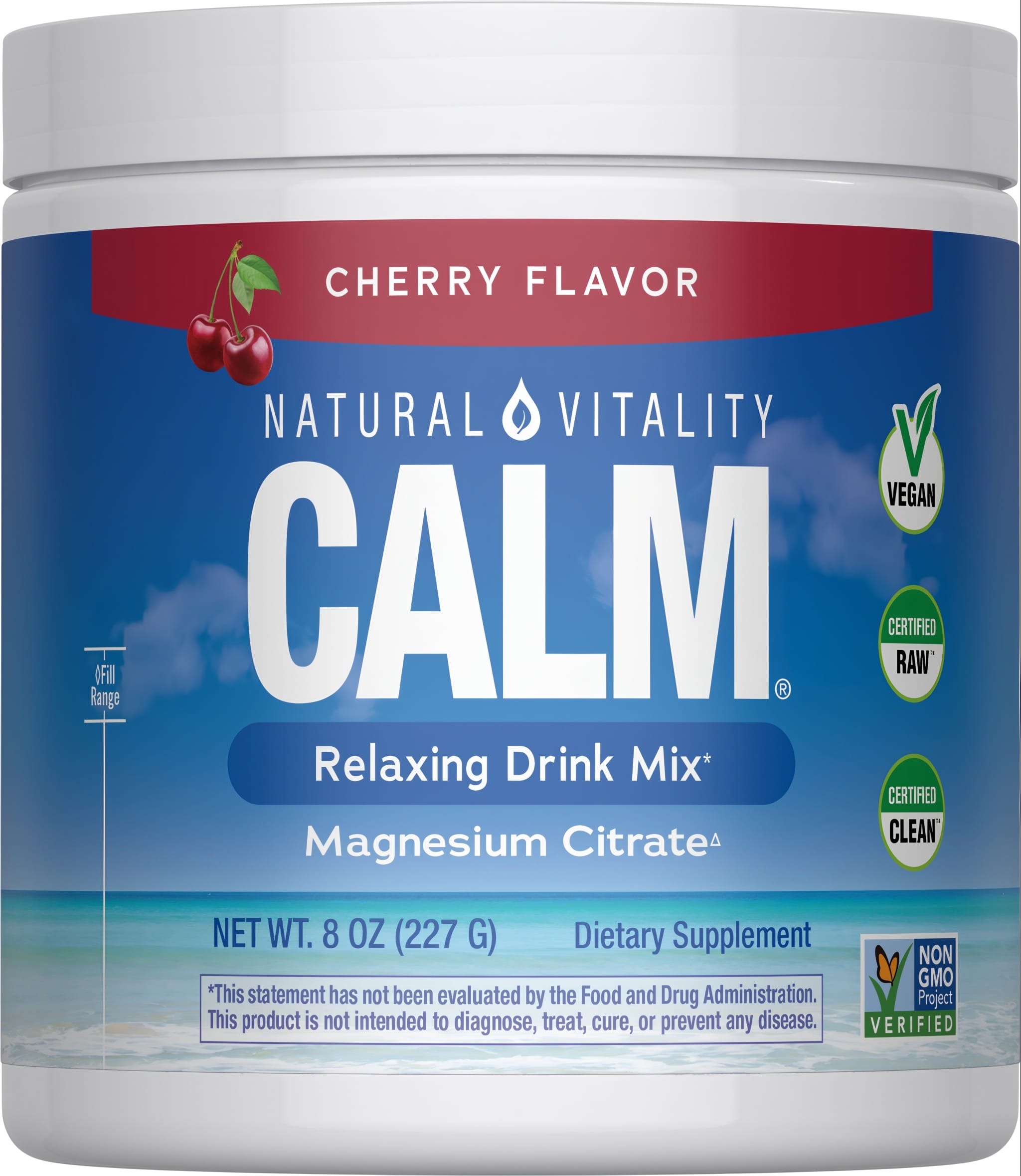 Natural Vitality Calm Cherry Flavor Relaxing Drink Mix, Magnesium Citrate, 8 OZ (227 G), Dietary Supplement.