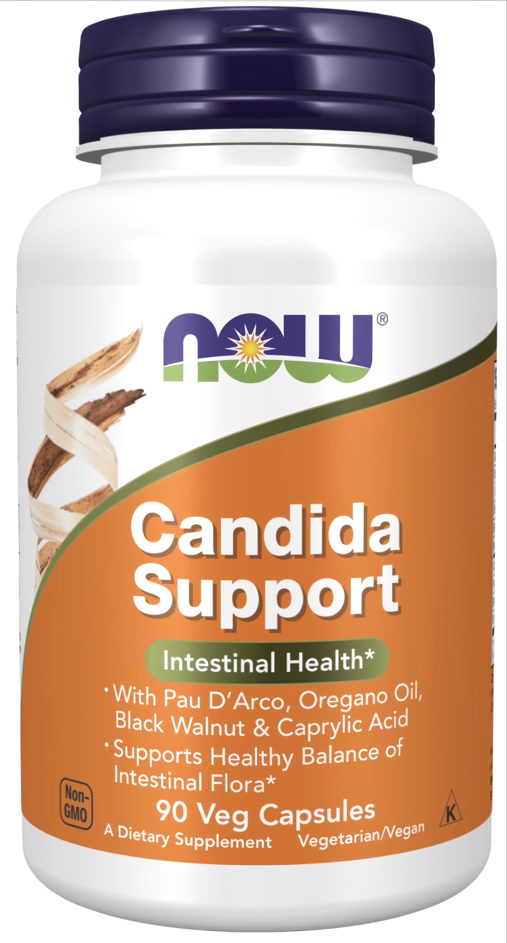 Candida Support 90 Veg Capsules in a bottle to support healthy microbial balance and immune system function.