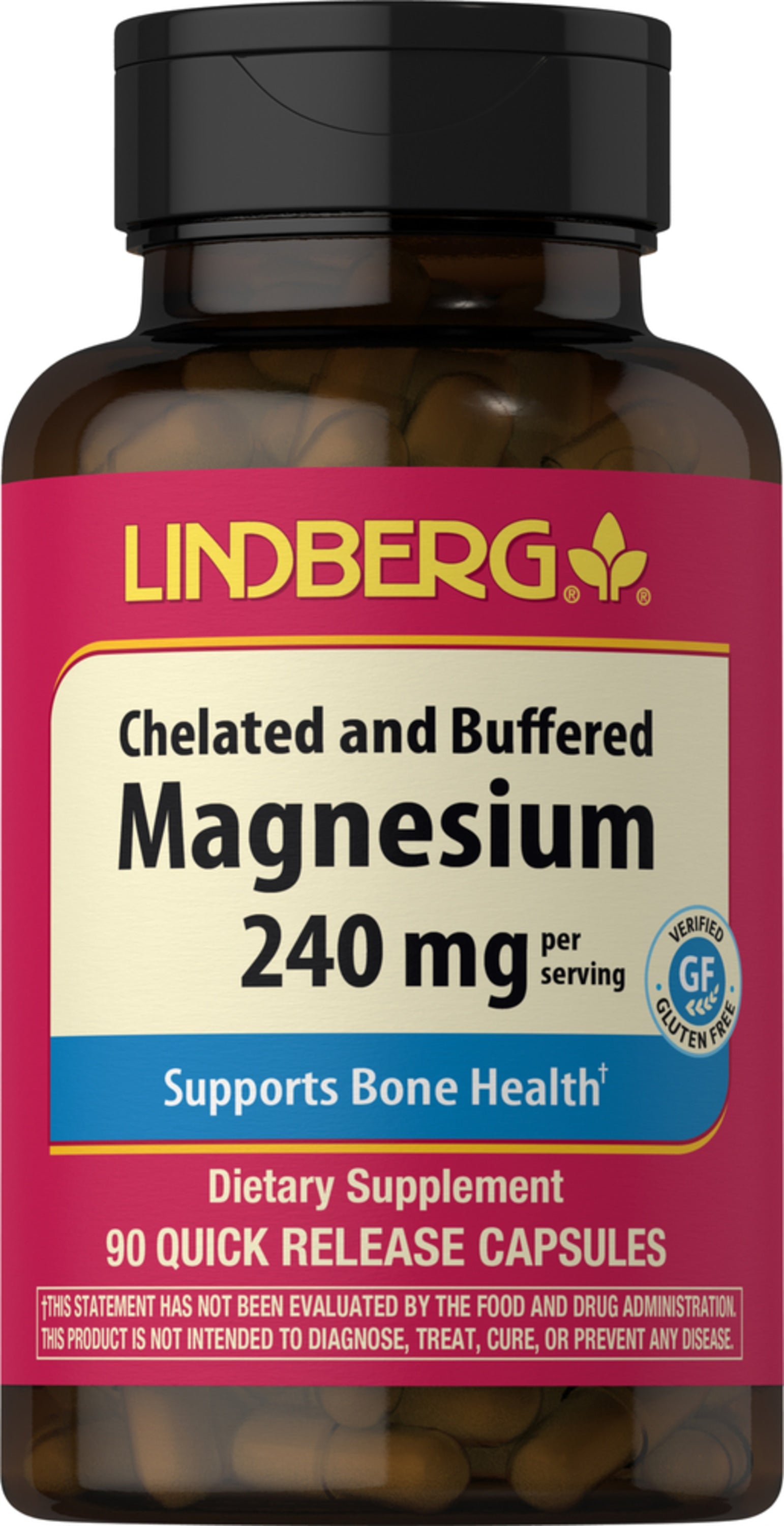 Chelated Magnesium, 240 mg (per serving), 90 Quick Release Capsules