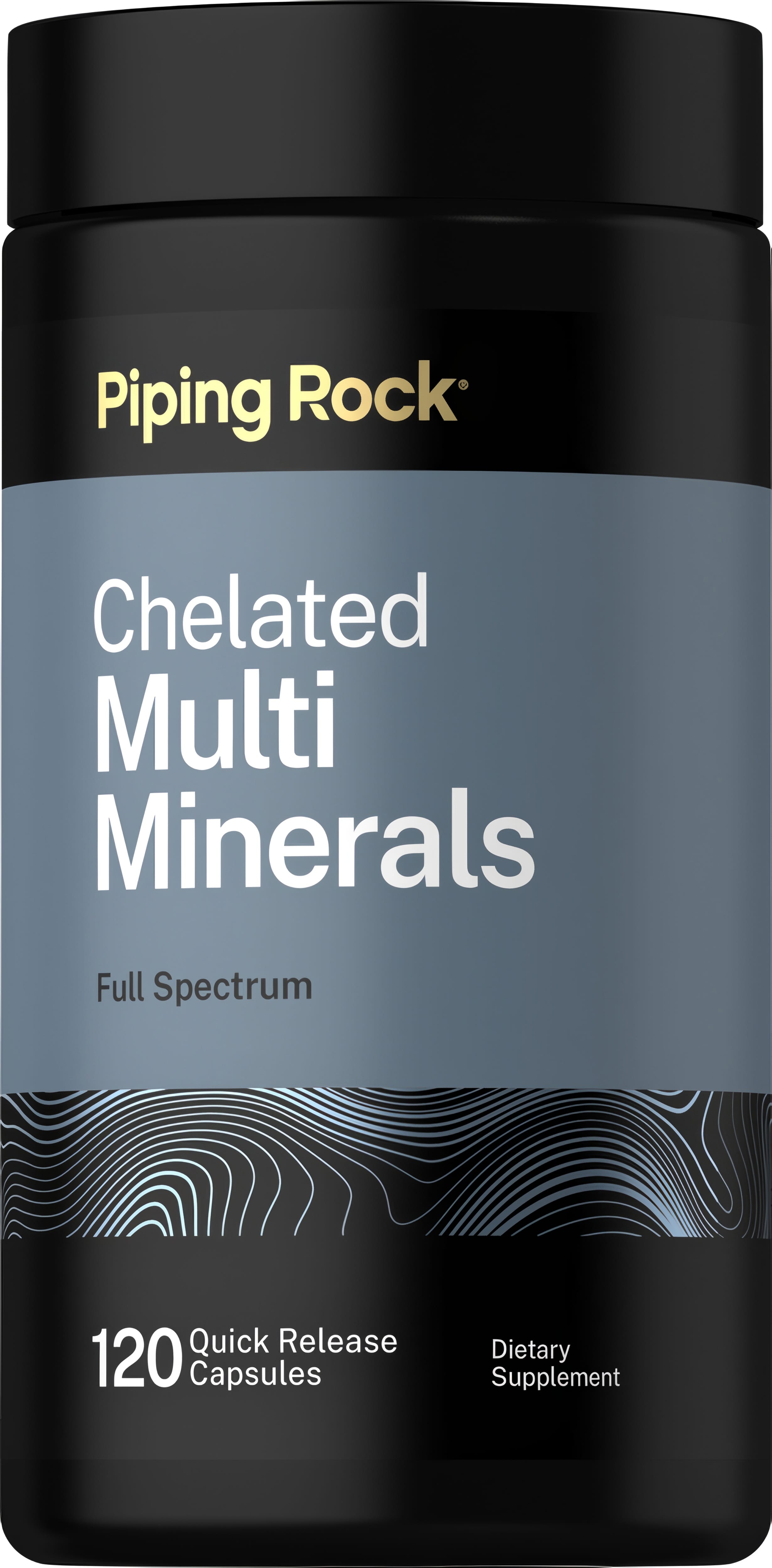 Chelated Multi Minerals Full Spectrum features 120 quick release capsules for comprehensive mineral support.