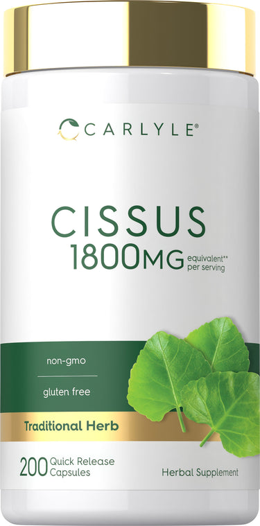 Cissus capsules, 1800 mg, 200 count, quick release formulation.