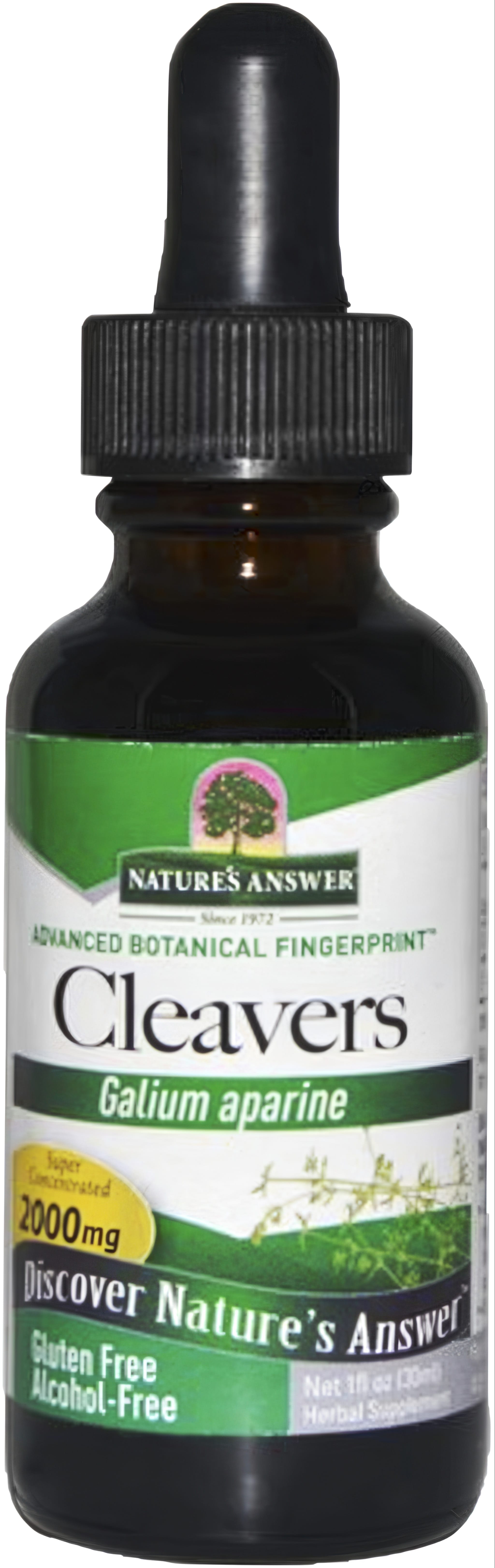 Nature's Answer Cleavers Galium aparine liquid herbal supplement, Gluten-Free, Alcohol-Free, 1 fl oz (30 ml).