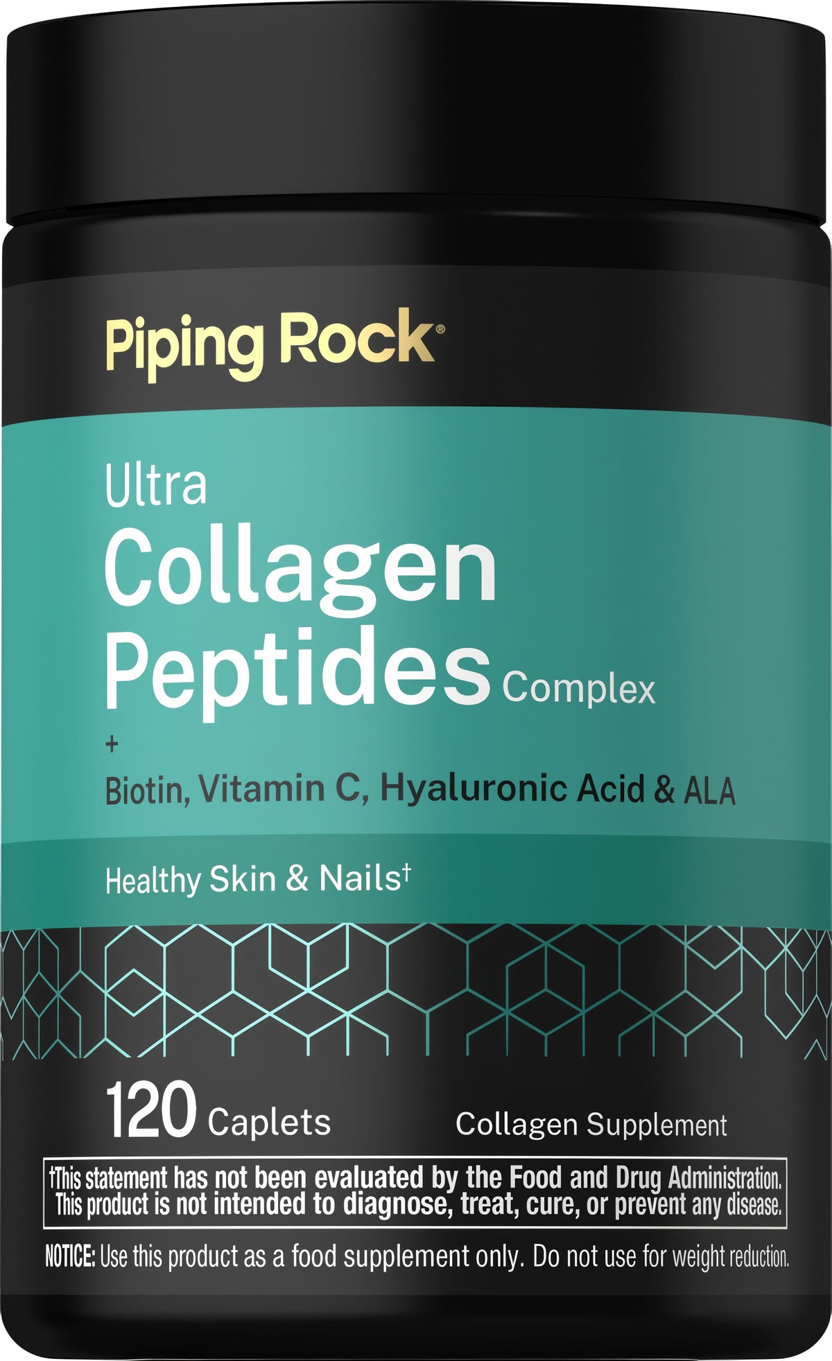 Ultra Collagen Peptides with Biotin, Vitamin C, Hyaluronic Acid, and ALA supporting healthy skin and nails, 120 caplets.