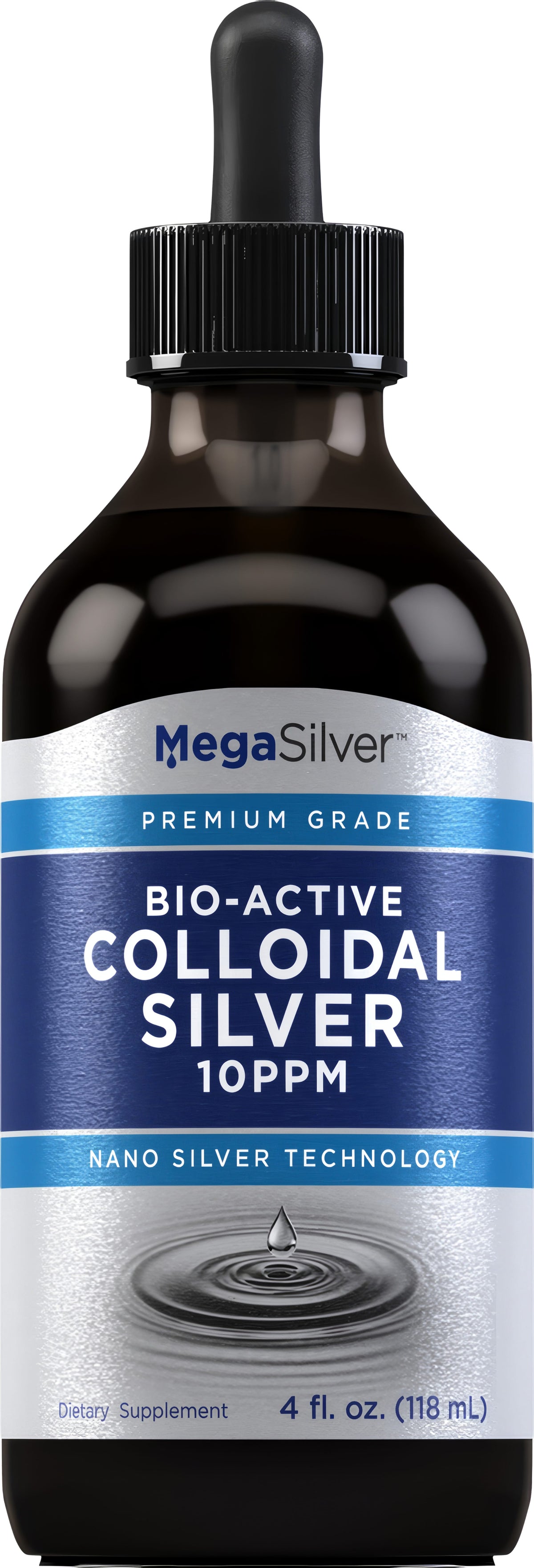 Colloidal Silver Liquid 10 ppm, 4 fl oz (118 mL) Bottle
