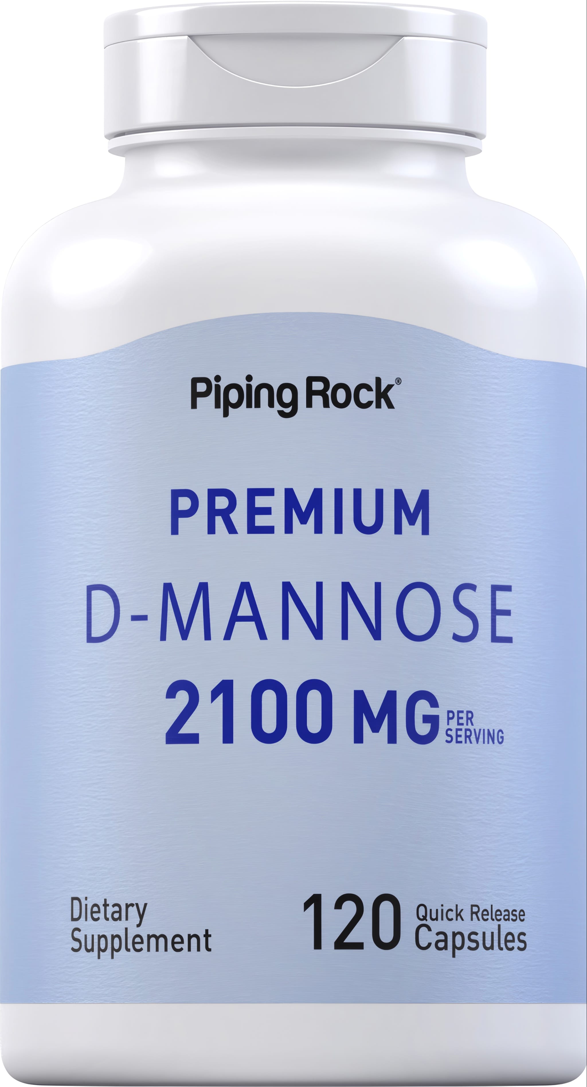 Premium D-Mannose supplement, 2100 mg per serving with 120 quick release capsules.
