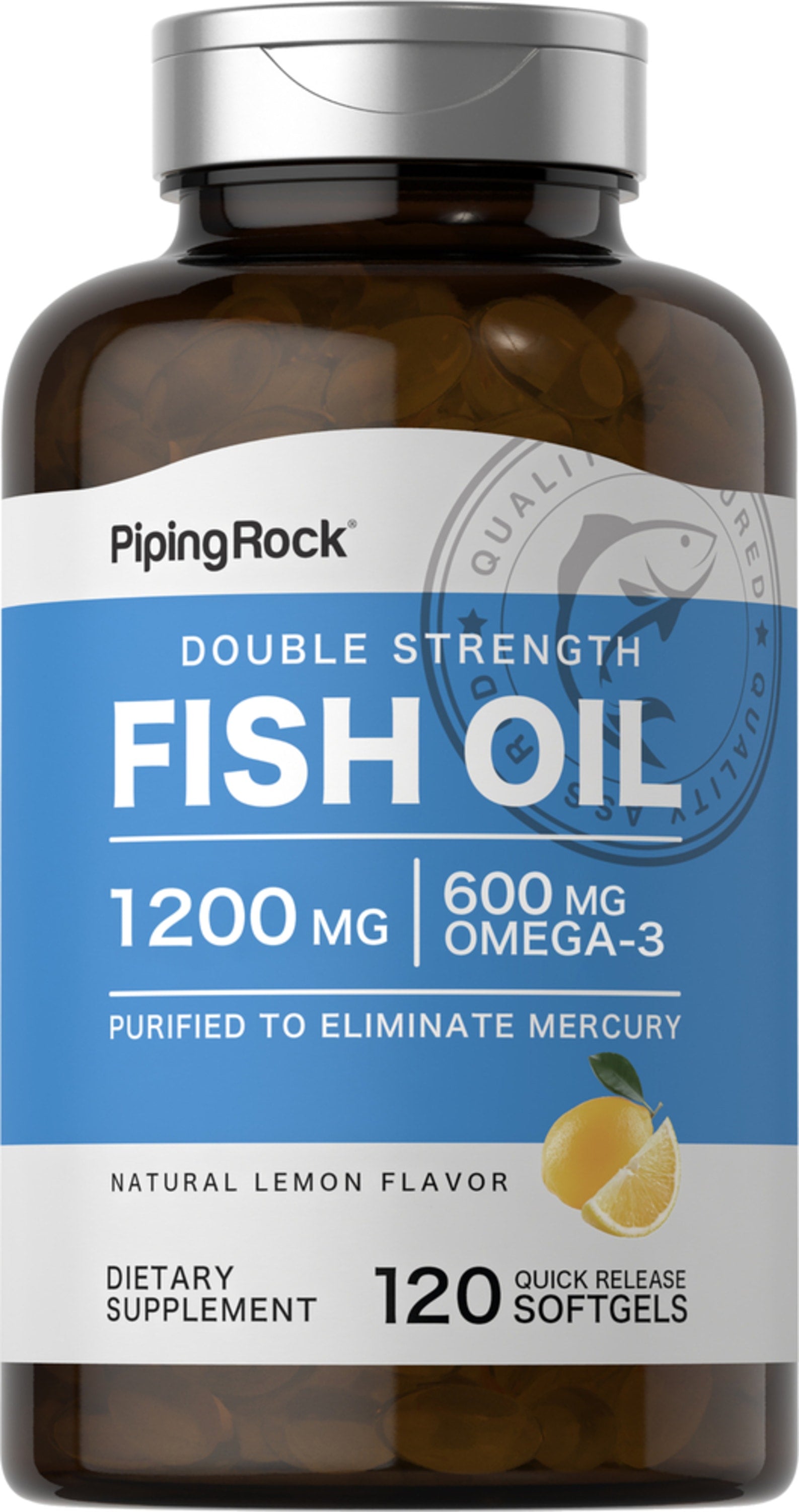 Double Strength Omega-3 Fish Oil Lemon Flavor, 1200 mg, 120 Quick Release Softgels