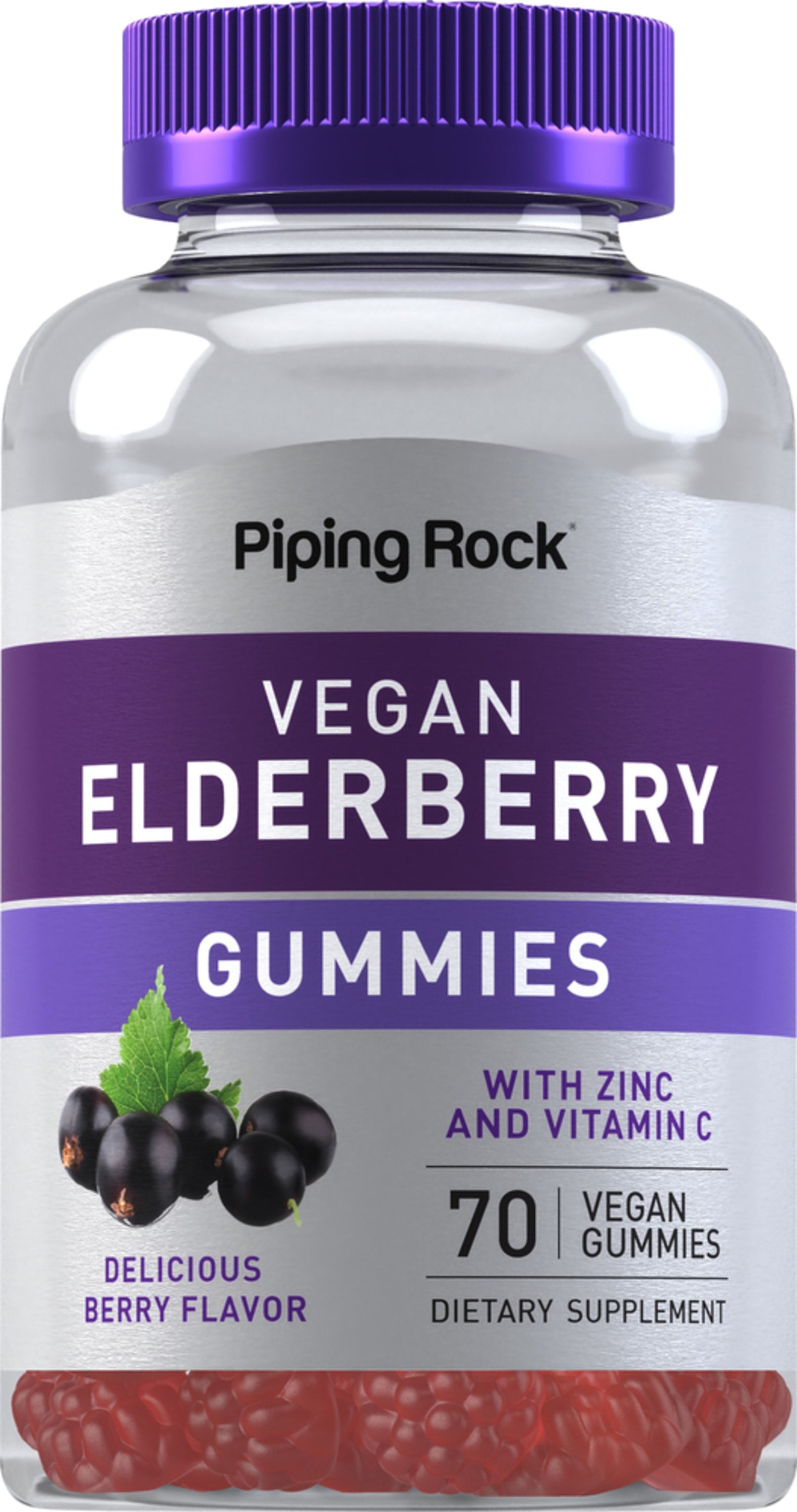 Elderberry Gummies (Delicious Berry), 70 Vegan Gummies