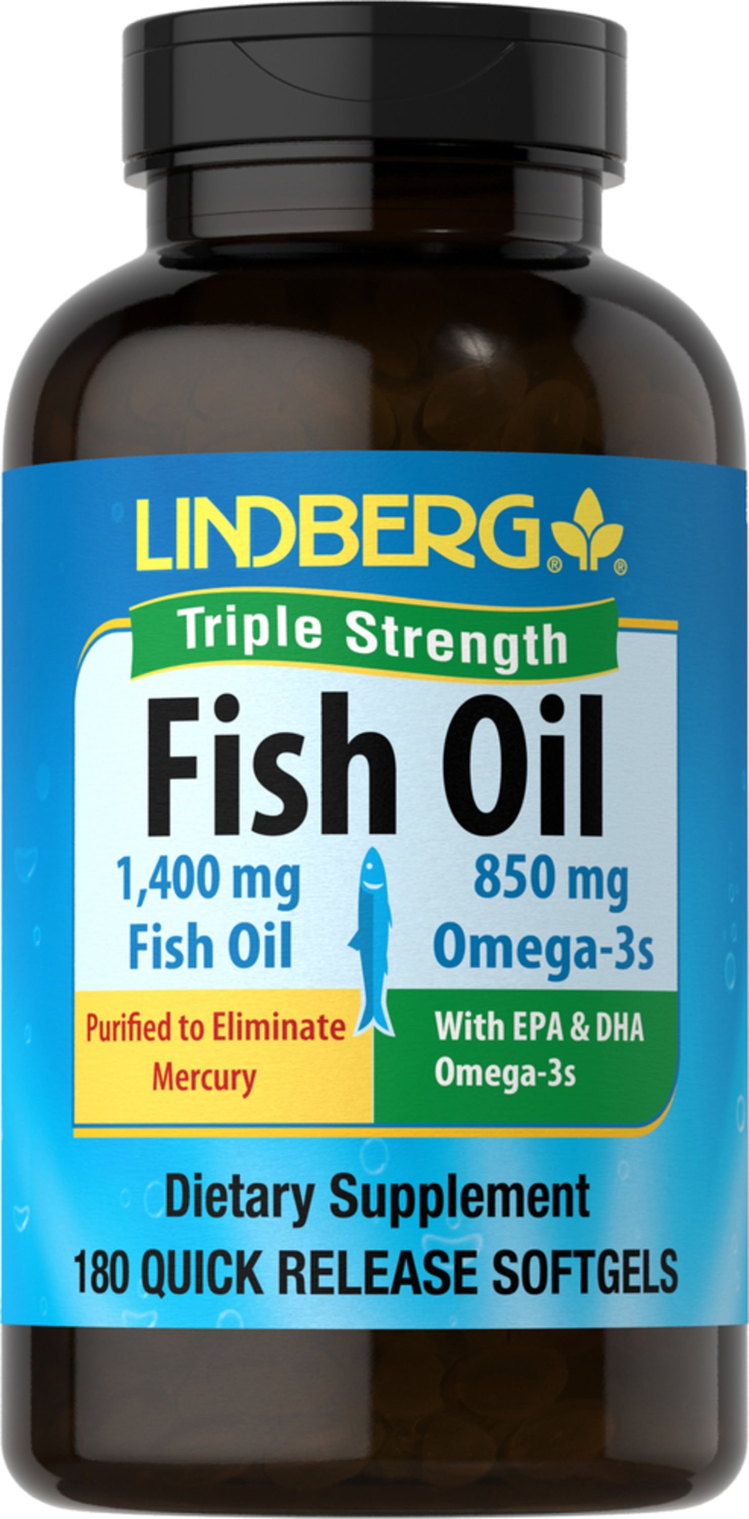 Fish Oil Triple Strength (with Omega-3), 1400 mg, 180 Quick Release Softgels