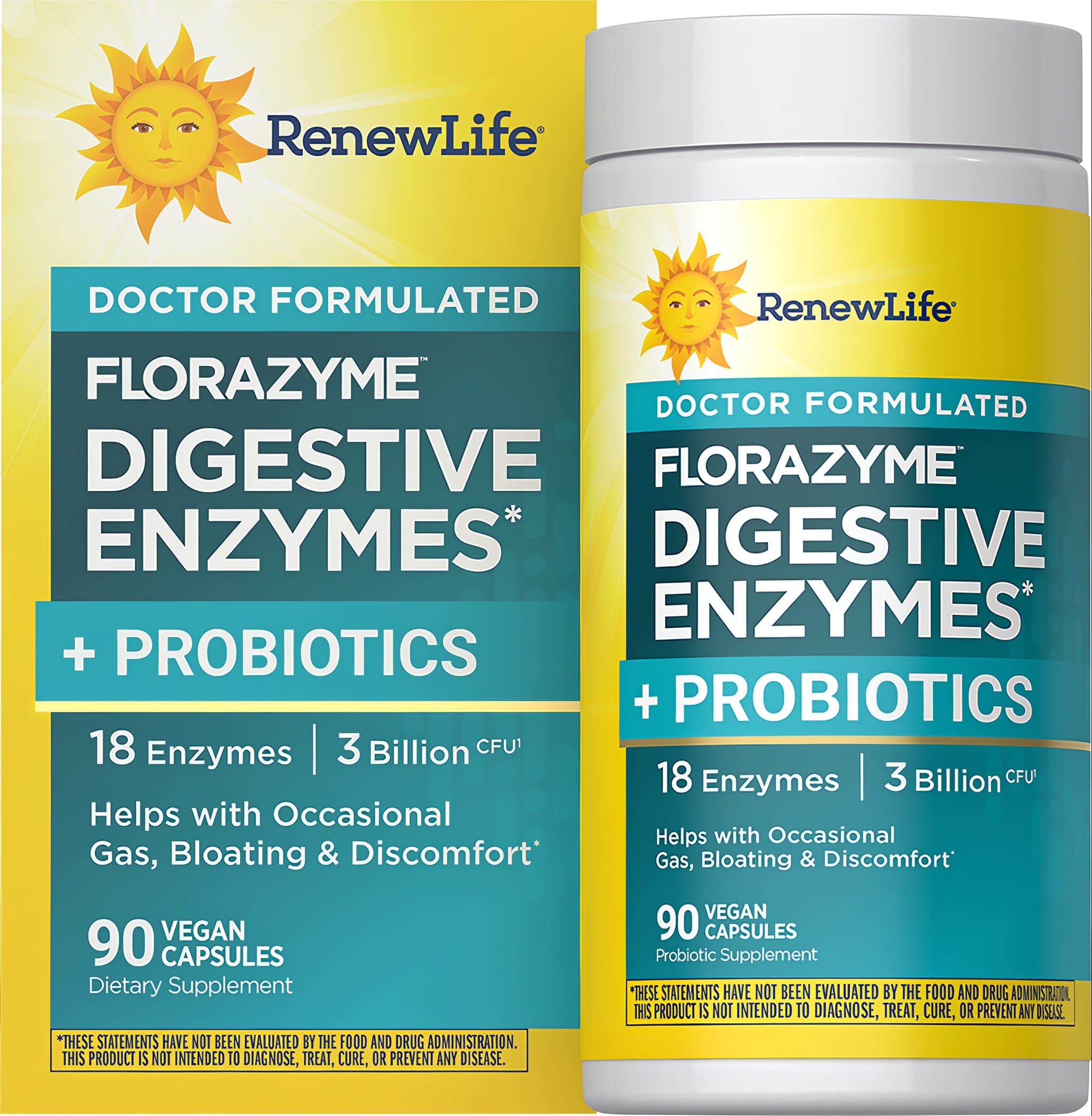 FloraZyme Digestive Enzymes Dr. Formulated, 90 Vegan Capsules
