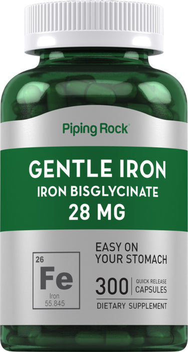 Gentle Iron (Iron Bisglycinate), 28 mg, 300 Quick Release Capsules