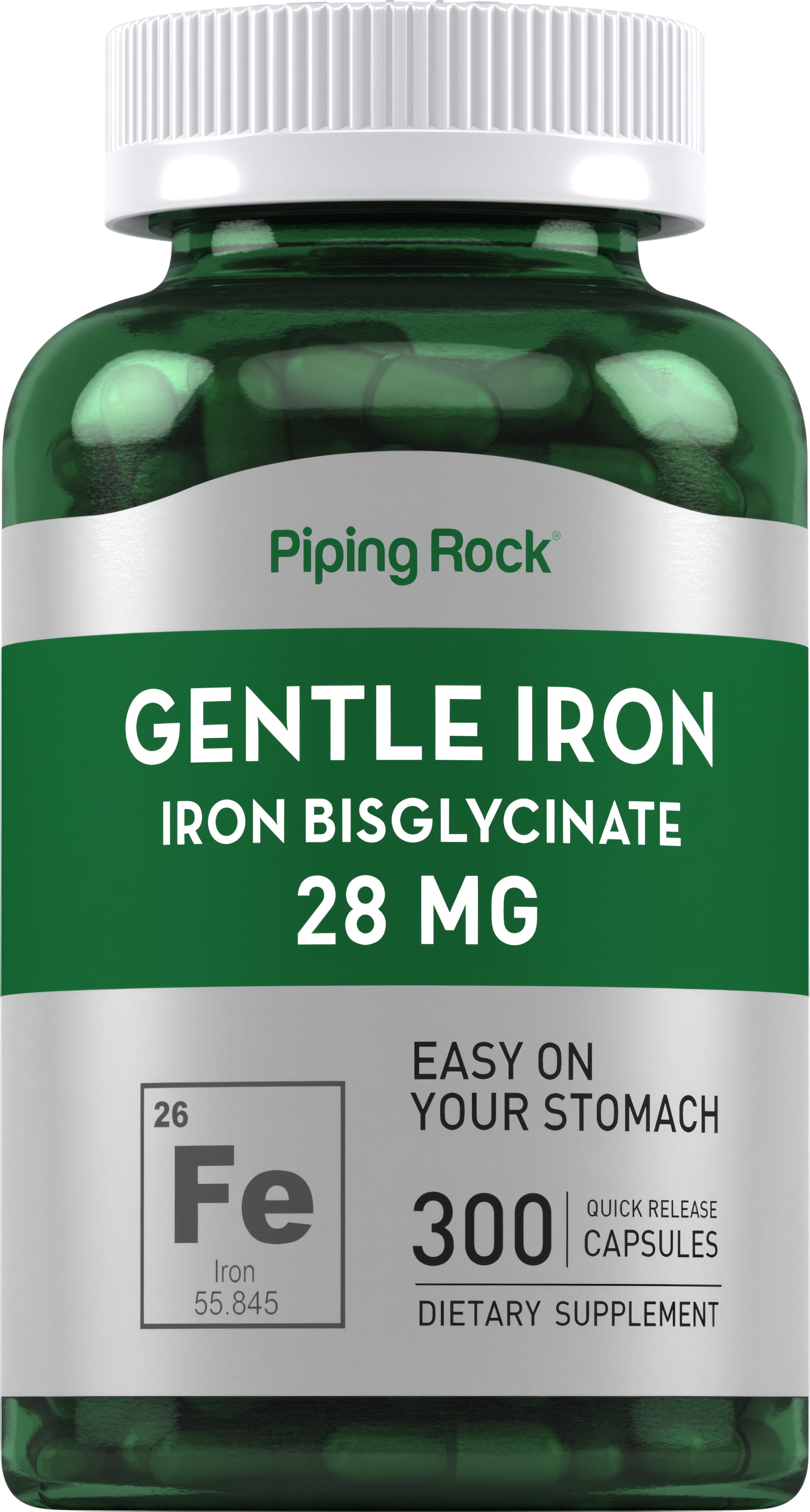 Gentle Iron (Iron Bisglycinate), 28 mg, 300 Quick Release Capsules