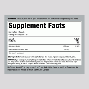 Alpha Lipoic Acid, 300 mg, 120 Quick Release Capsules