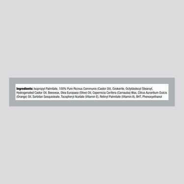 List of ingredients for PIP Vitamin E Moisturizing Stick, total weight 3.5 grams.