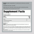 Supplement Facts panel detailing L-Glutamine Powder, 5000 mg per serving, with a net weight of 250 grams.