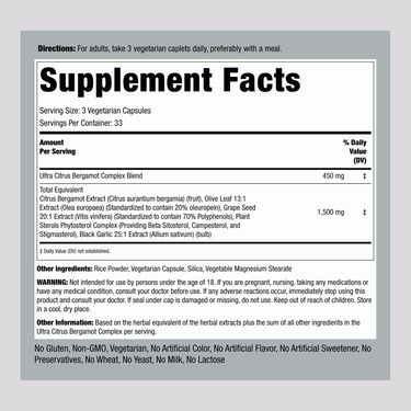 Citrus Bergamot Complex, 1500 mg (per serving), 100 Vegetarian Capsules