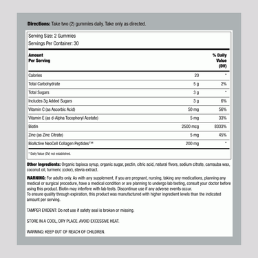 Supplement Facts panel for NCL HSN Beauty Builder Lemon, 60 gummies, providing key information on nutrients and ingredients.