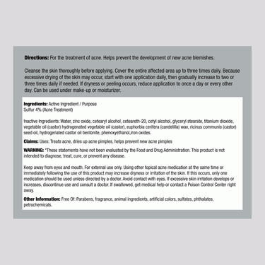 Supplement Facts for Margarite Cos Zinc Cream 1 OZ.