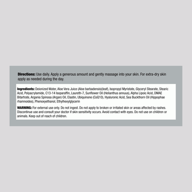 Supplement Facts panel for PIP Alpha Lipoic with DMAE Cream, 4 oz size.