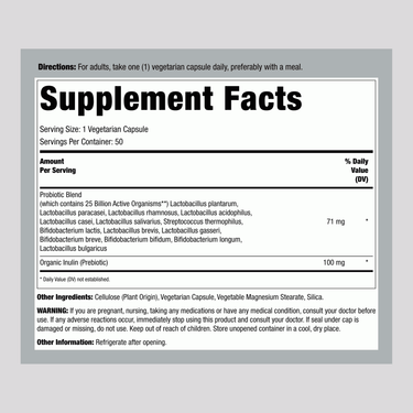 Probiotic 25 Billion, 50 Vegetarian Capsules