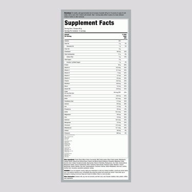 Supplement Facts for FL NutraFit Vanilla, 3 lbs.