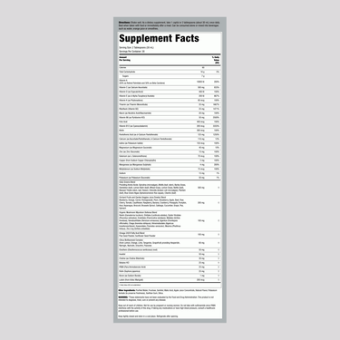 Supplement Facts panel for Nature's Way Alive! Liquid Multi-Vitamin Citrus Flavor 30oz.