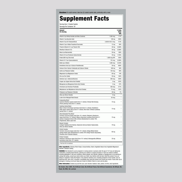 Supplement Facts panel for Women's Multi 50 Plus Coated Caplets, 100 count.