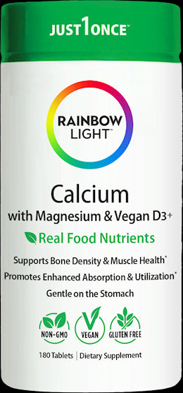 Calcium Magnesium and Vegan D3 + Real Food Nutrients, 180 Vegetarian Caplets