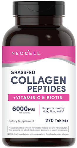 Grassfed Collagen Peptides  + C & Biotin, 270 Caplets