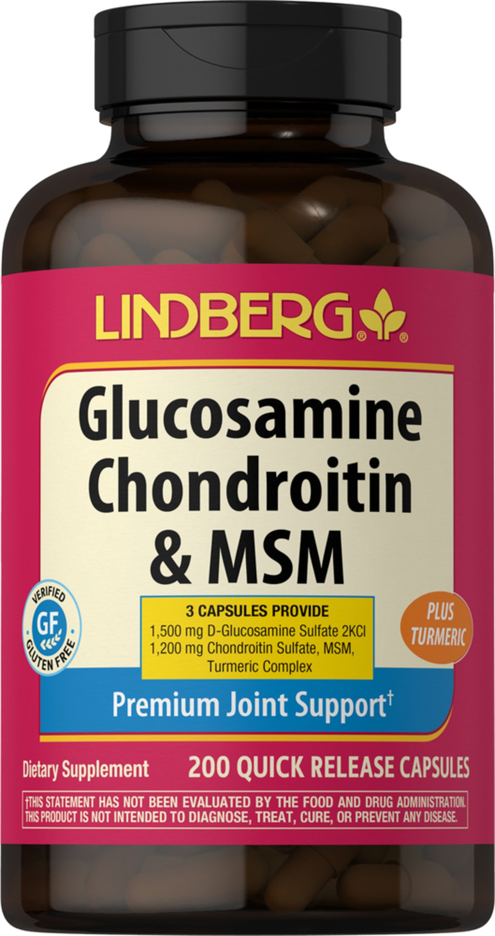 Glucosamine Chondroitin & MSM Plus Turmeric, 200 Quick Release Capsules