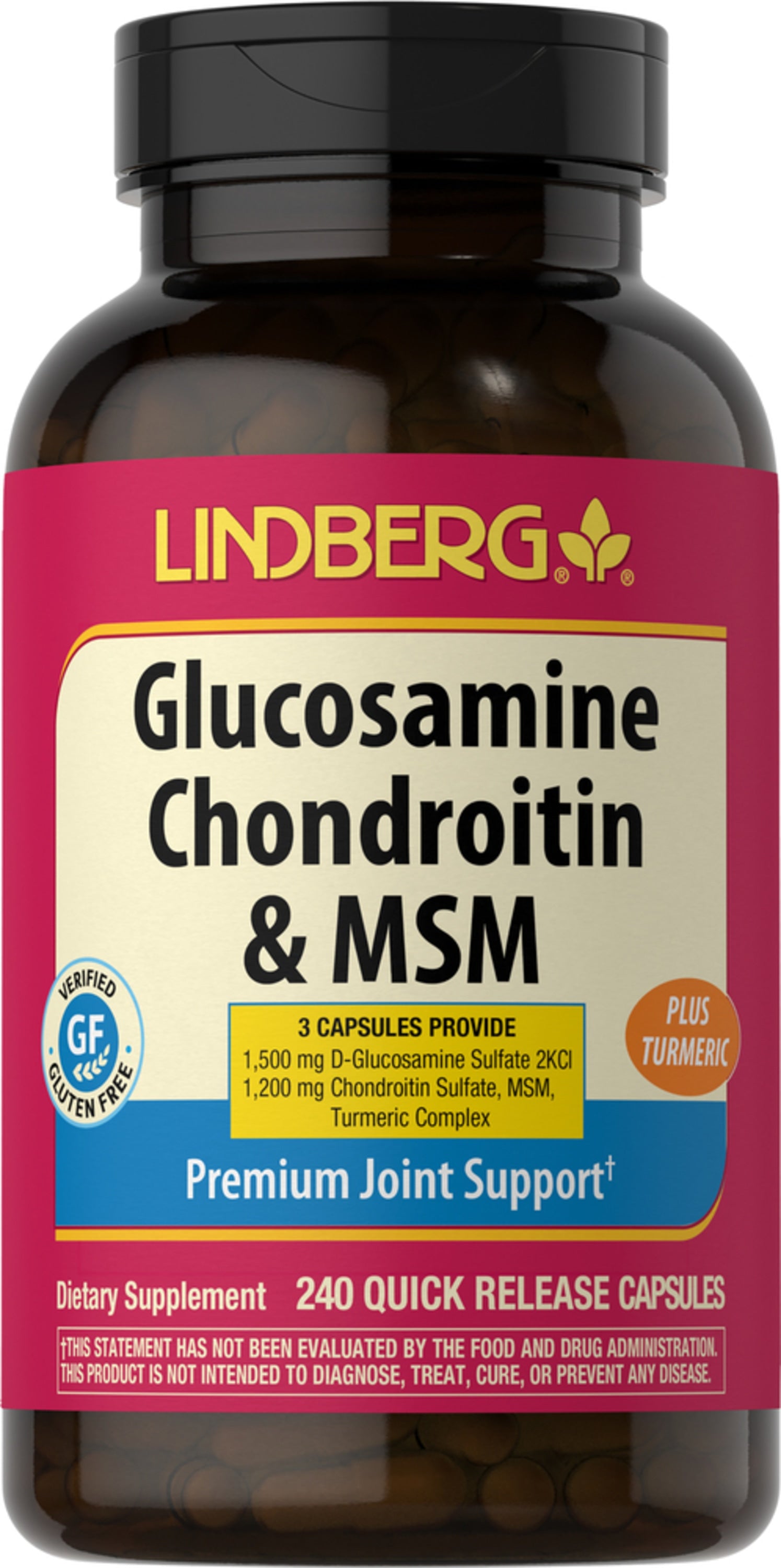 Glucosamine Chondroitin & MSM Plus Turmeric, 240 Quick Release Capsules