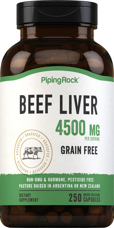 Grass Fed Beef Liver, 4500 mg (per serving), 250 Quick Release Capsules