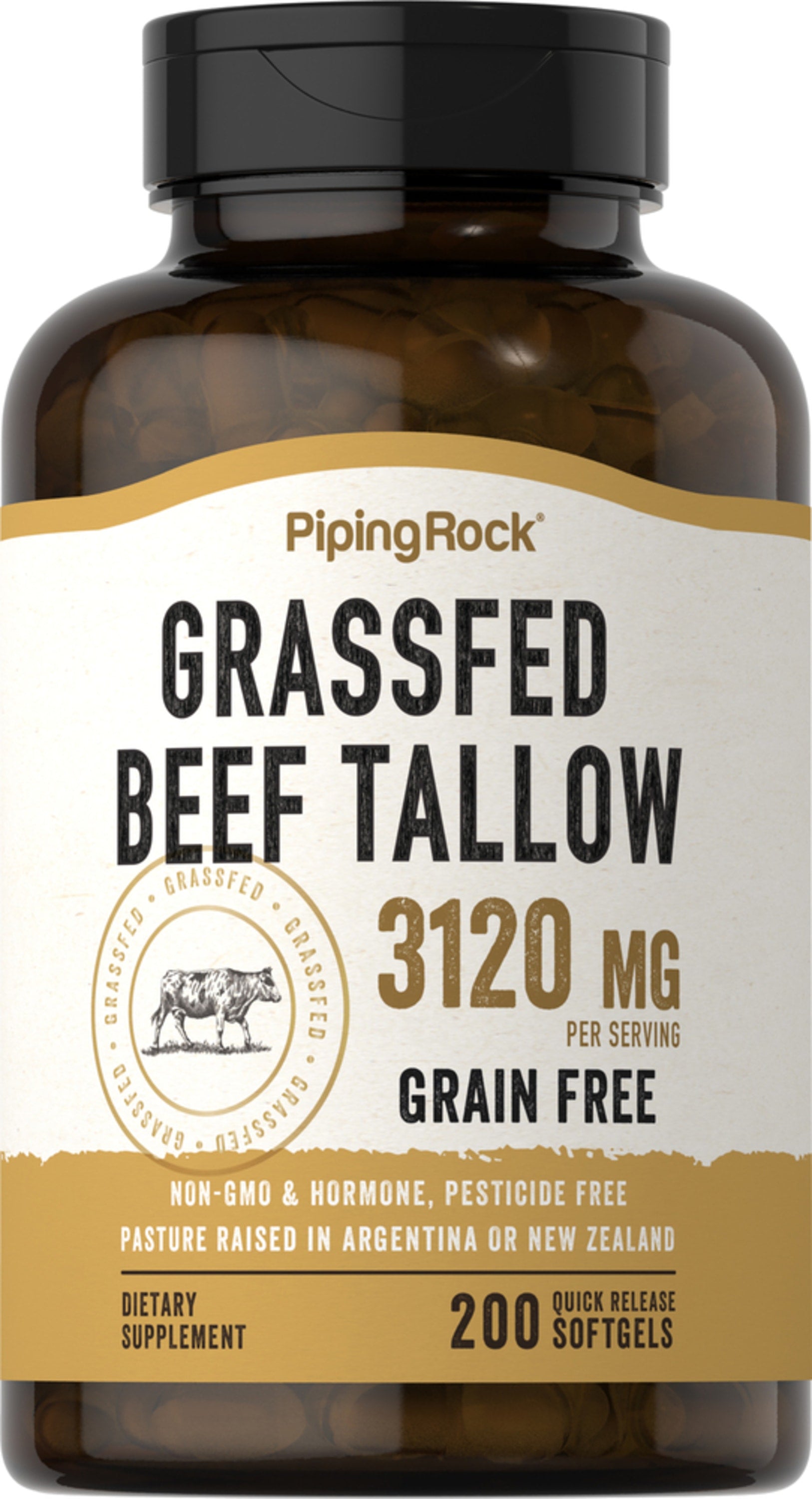 Grass Fed Beef Tallow, 3120 mg (per serving), 200 Quick Release Softgels