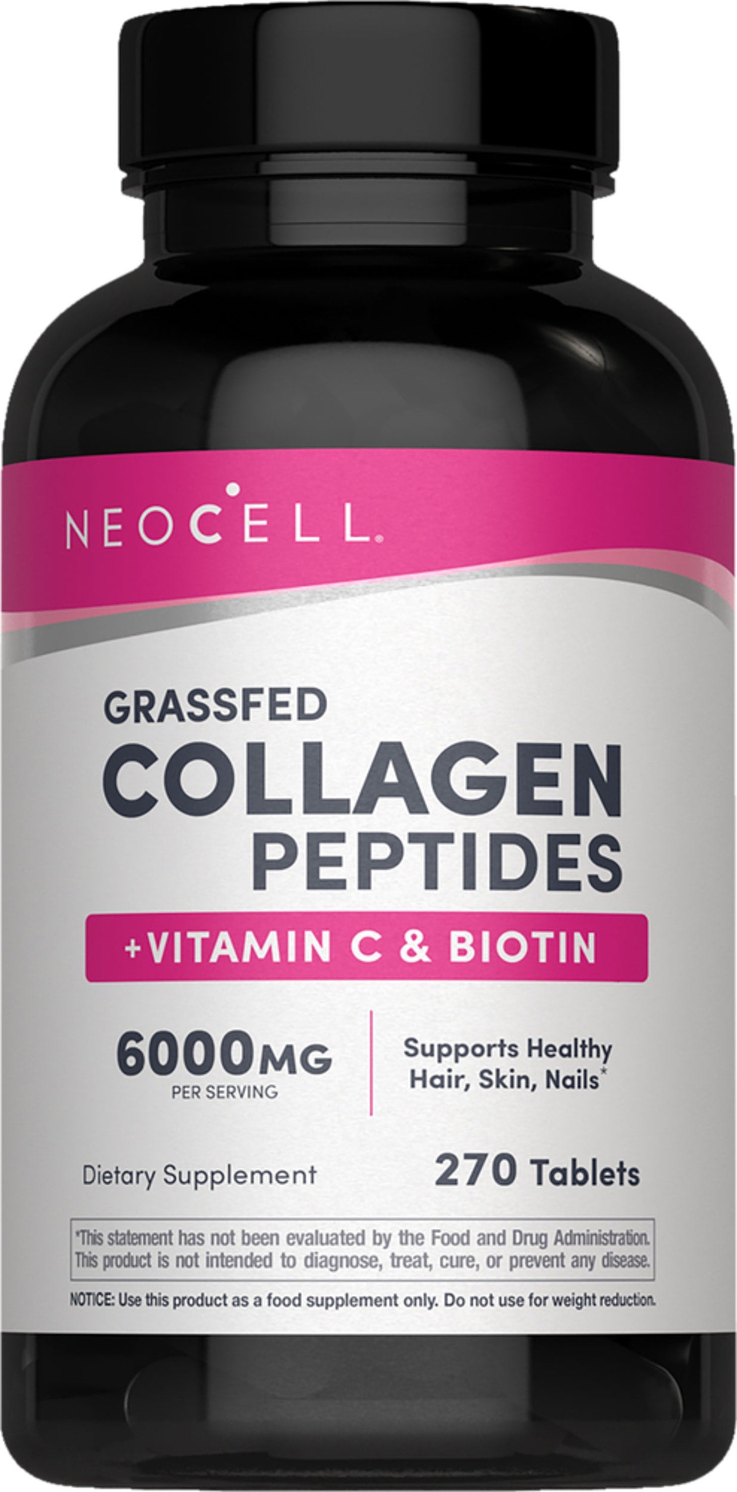 Grassfed Collagen Peptides  + C & Biotin, 270 Caplets