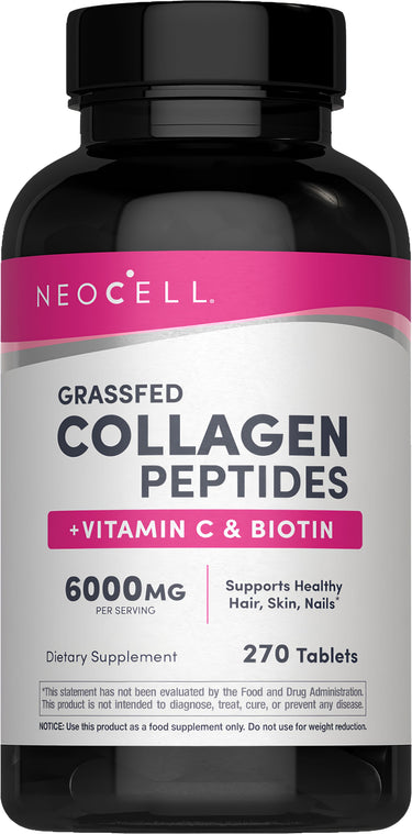 Grassfed Collagen Peptides  + C & Biotin, 6000 mg, 270 Tablets